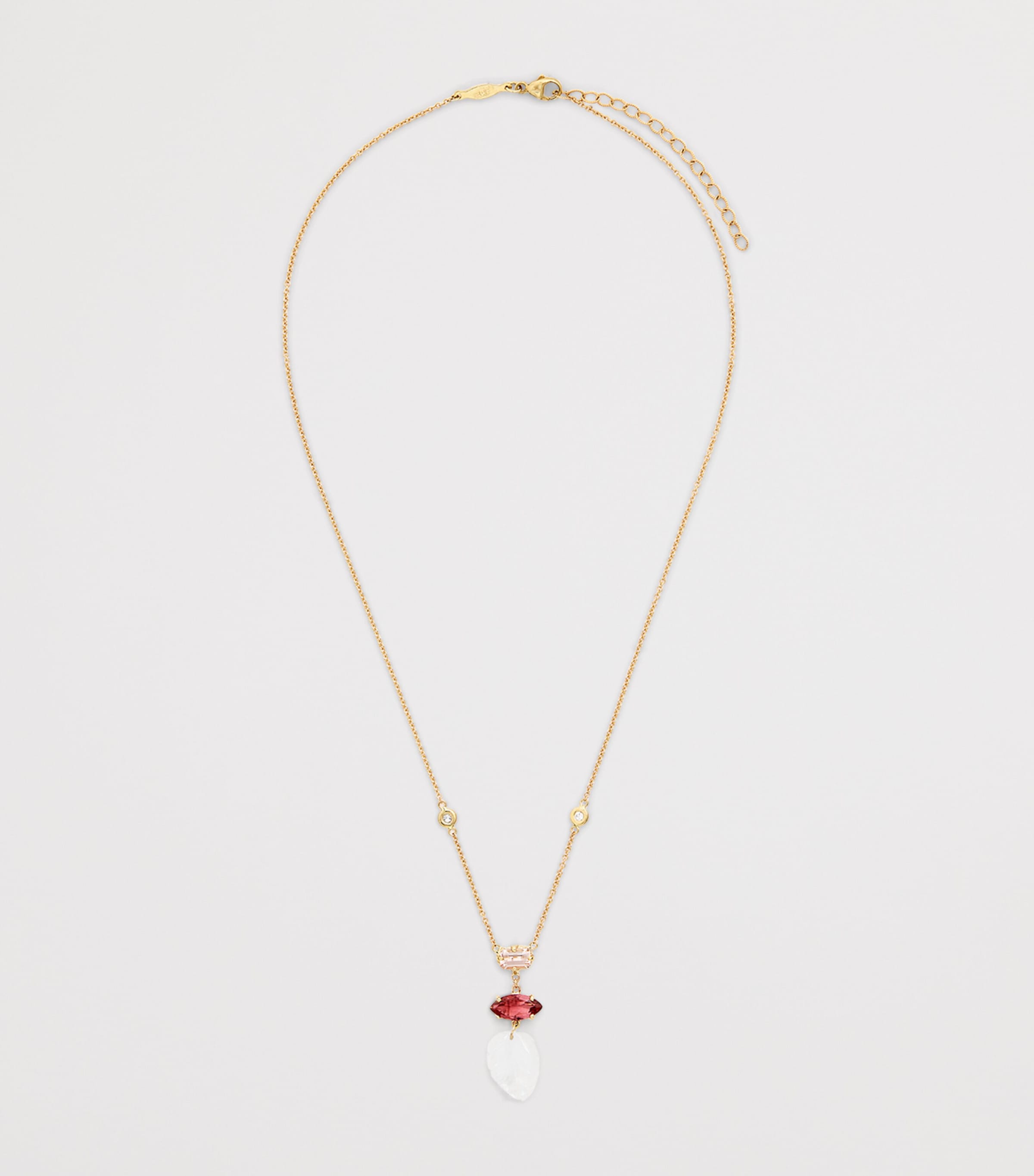 Yellow Gold and Tourmaline Triple Step Necklace YELLOW GOLD Image 3