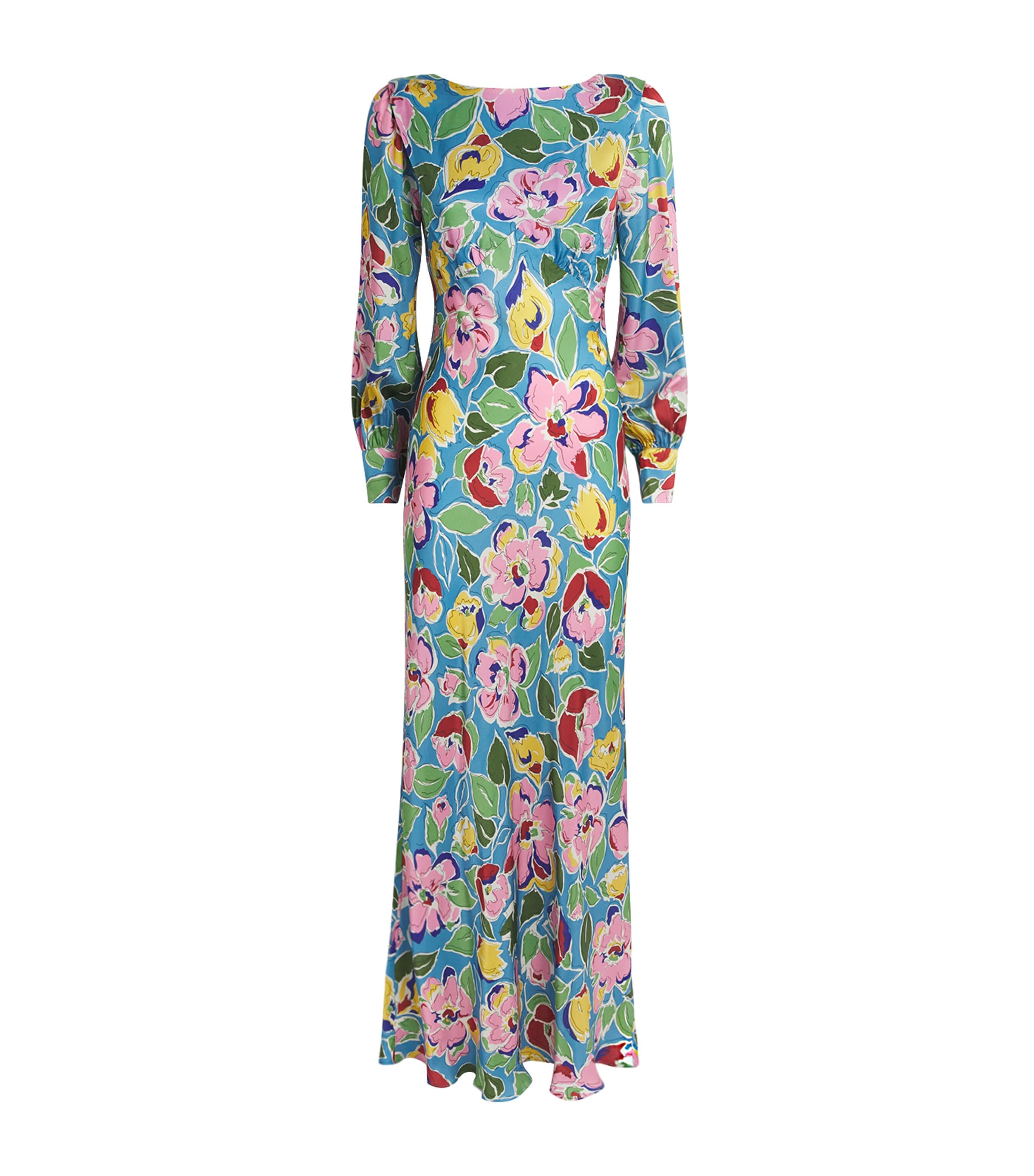 Rixo Womens Floral Marni Midi Dress Jeannie Bloom Sky Image 1