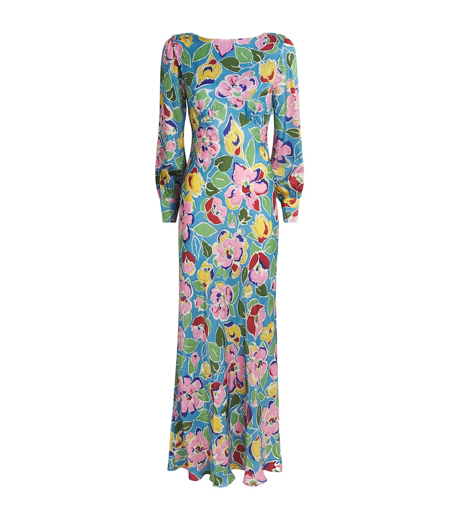 Rixo Womens Floral Marni Midi Dress Jeannie Bloom Sky Image 1