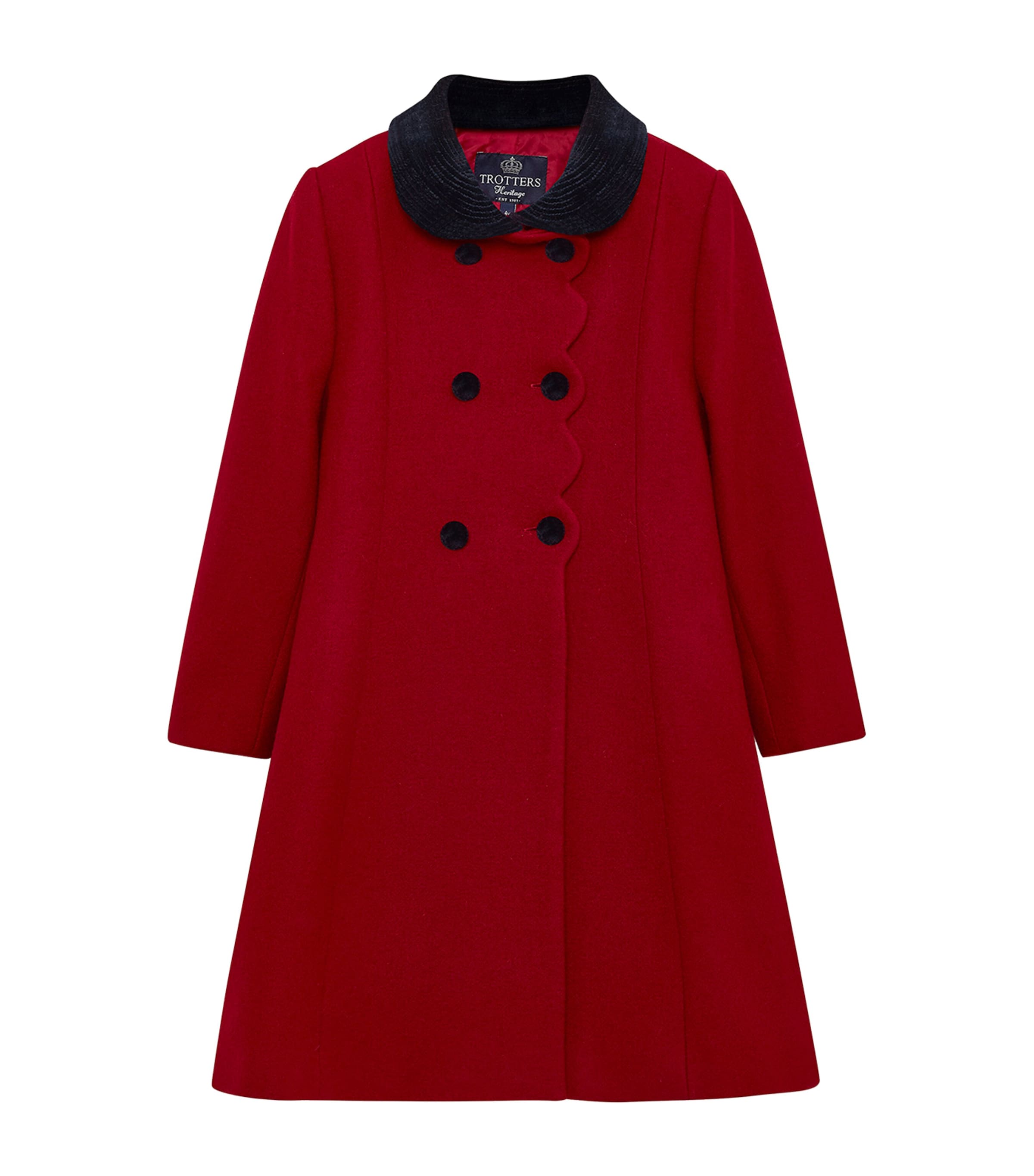 Trotters Kids' Peter-pan Collar Wool Coat In Red