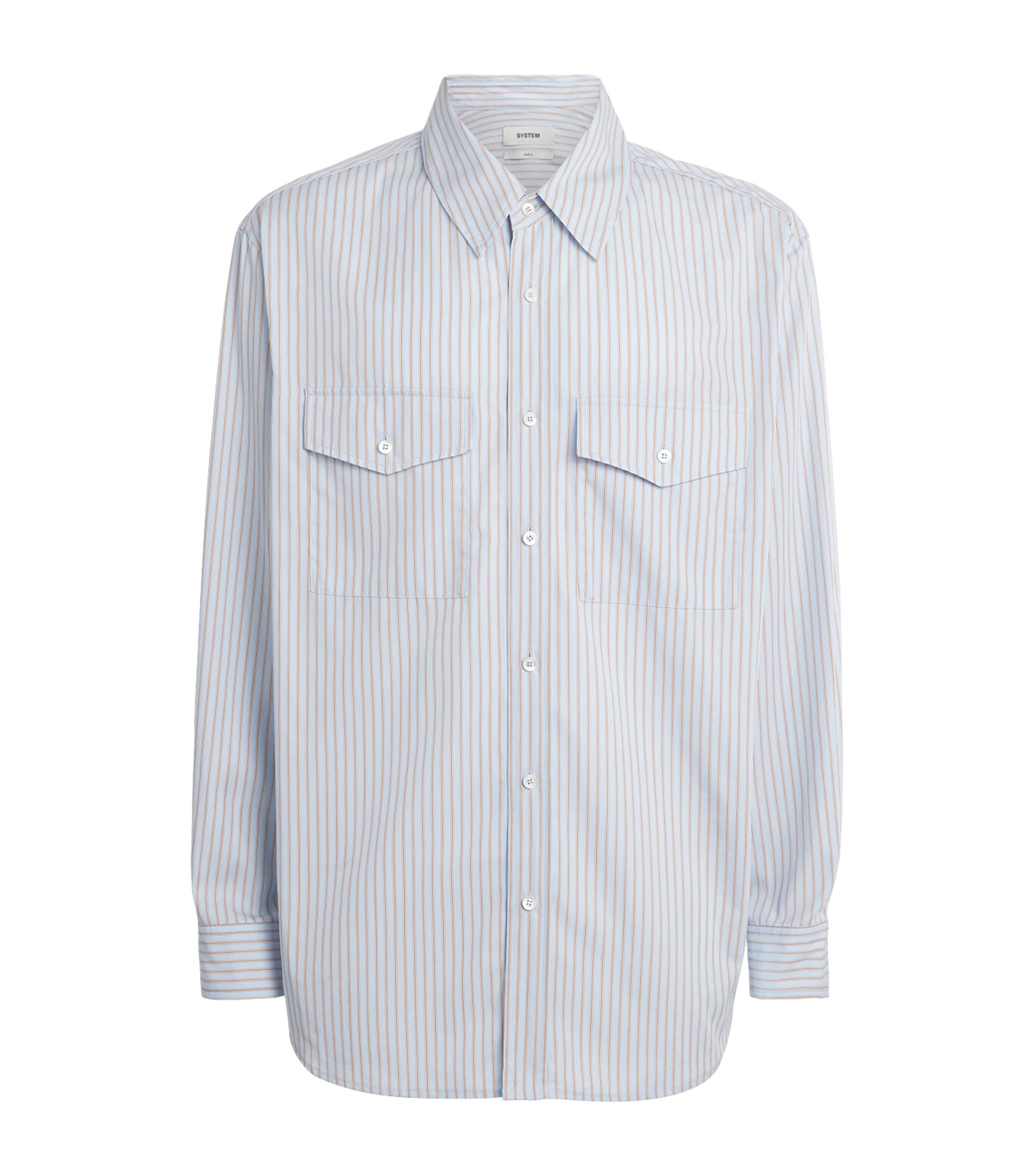 System Cotton Stripe Shirt In Blue