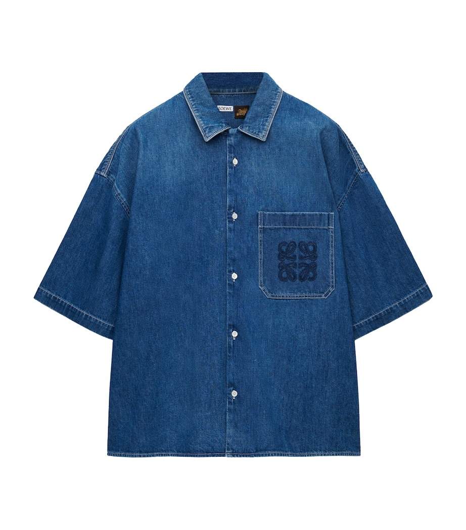 LOEWE Mens x Paula's Ibiza Denim Short Sleeve Shirt Light Blue Image 1