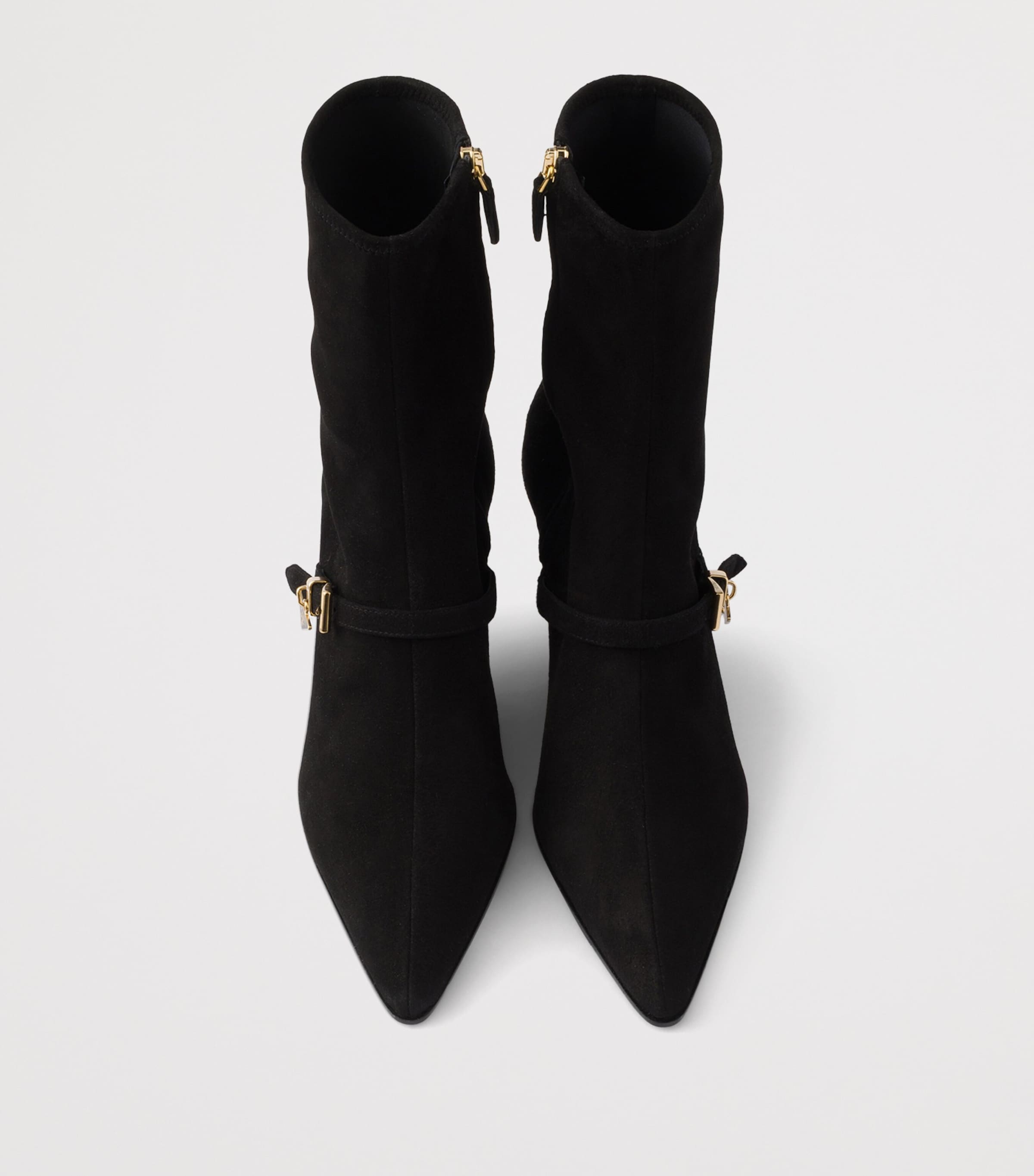 Prada Suede Stretch Heeled Boots 55 Black Image 3