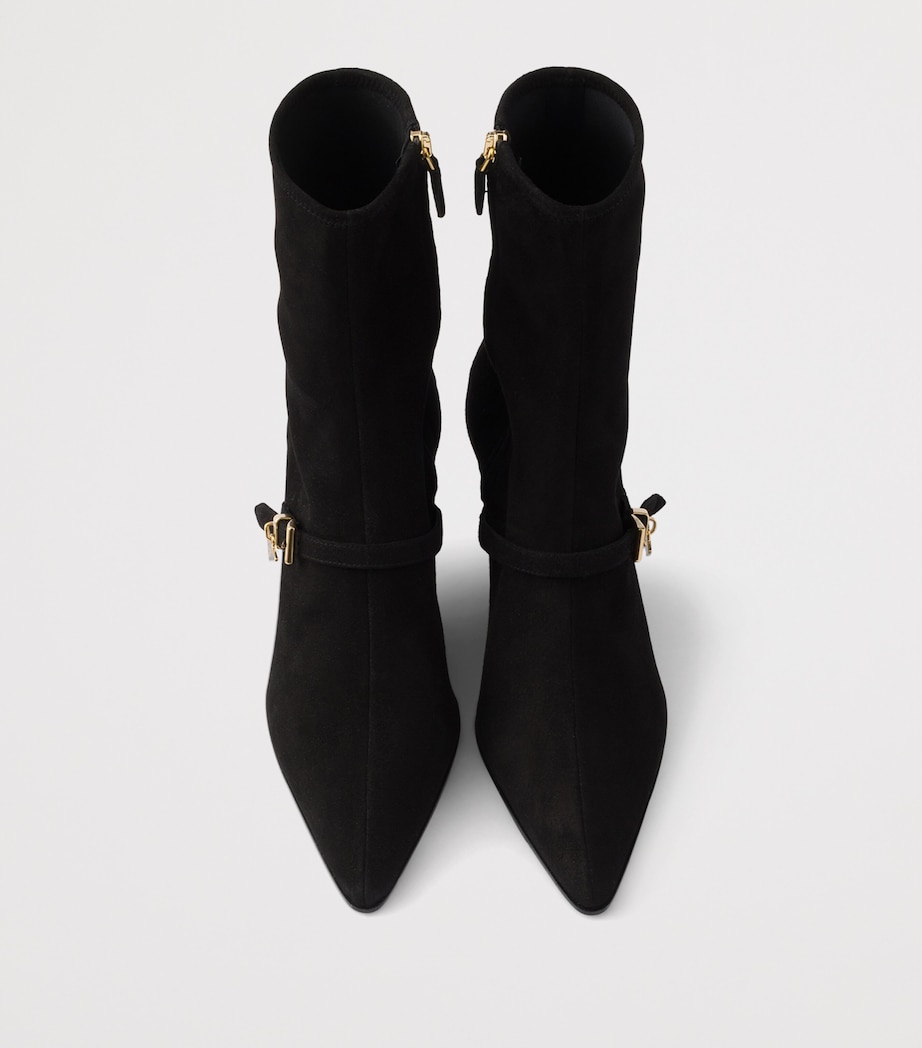 Prada Suede Stretch Heeled Boots 55 Black Image 3