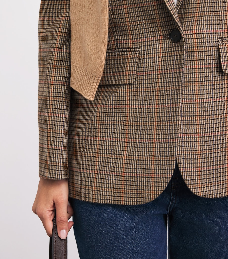 Check Sharp Shoulder Blazer BROWN MULTI Image 3