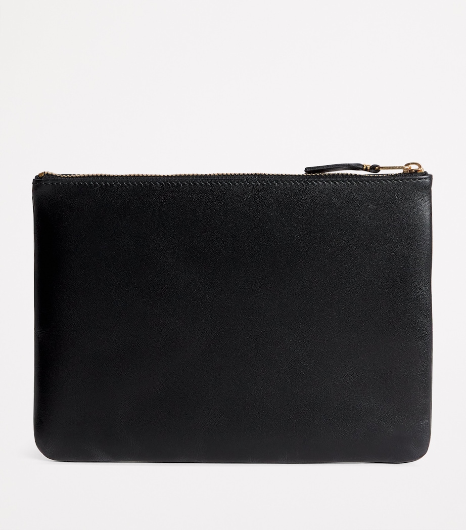 Large Leather Zipped Pouch BLACK Image 2