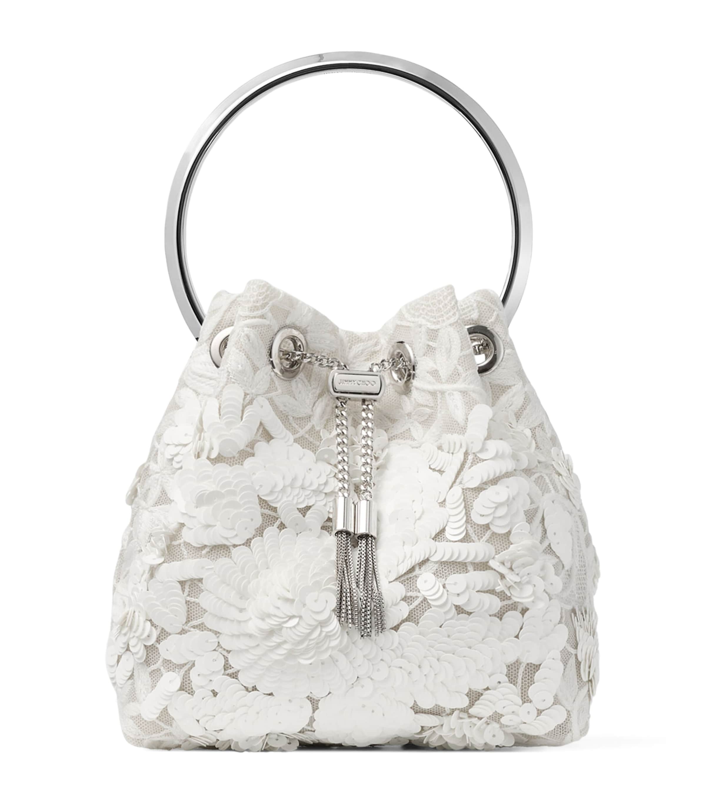 Jimmy Choo Embellished Lace Bon Bon Top-Handle Bag Ivory/silver Image 1
