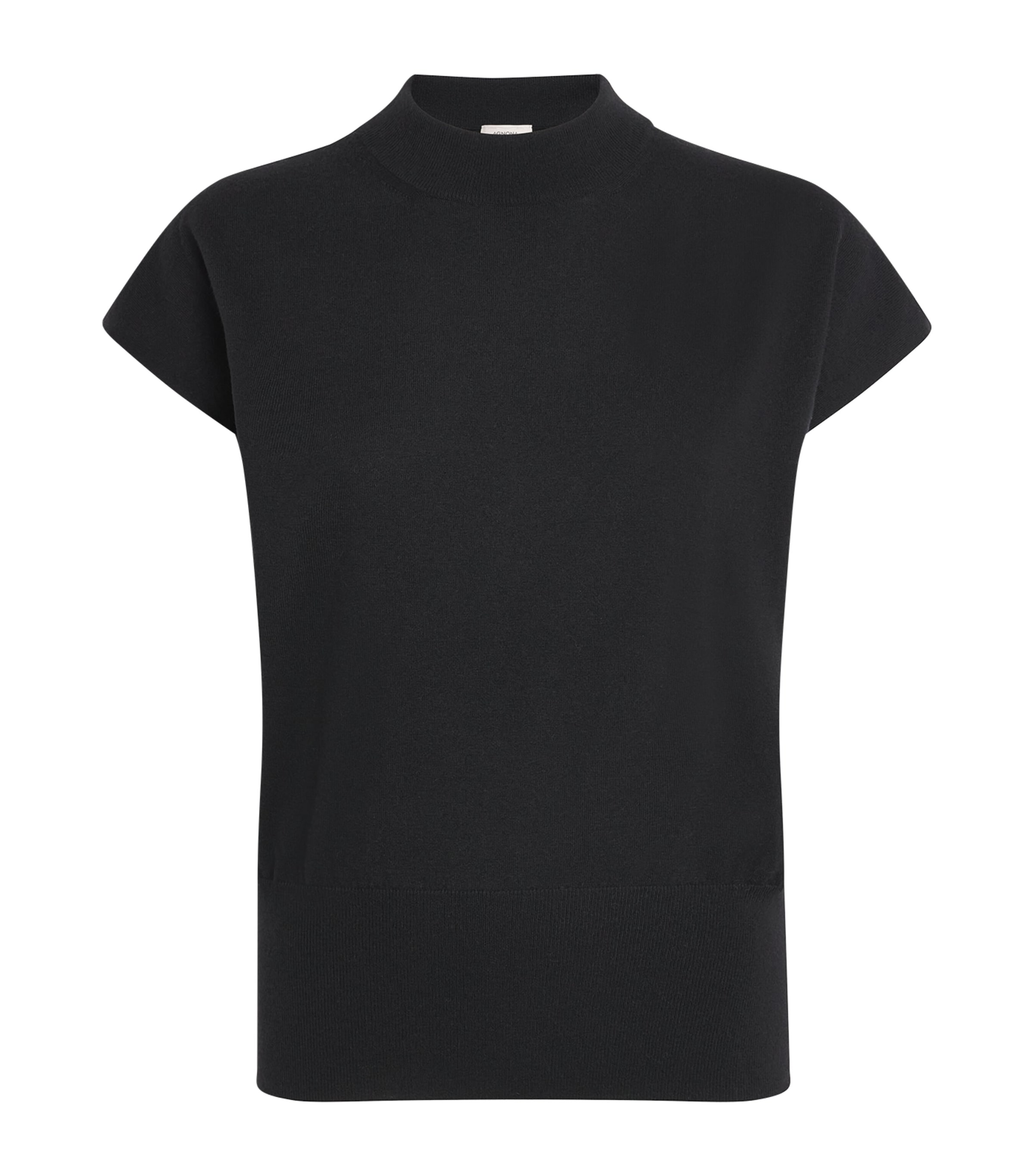 Agnona Womens Cashmere Short-Sleeve Sweater Black Image 1