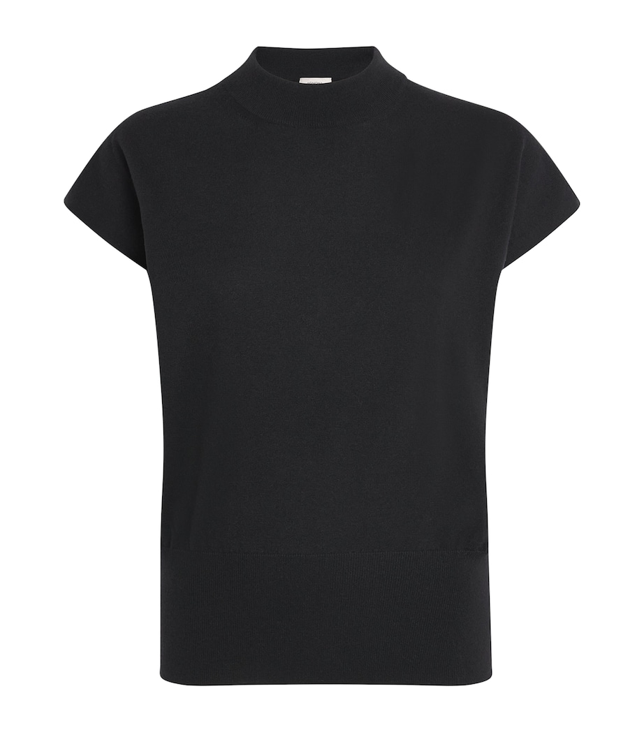 Agnona Womens Cashmere Short-Sleeve Sweater Black Image 1