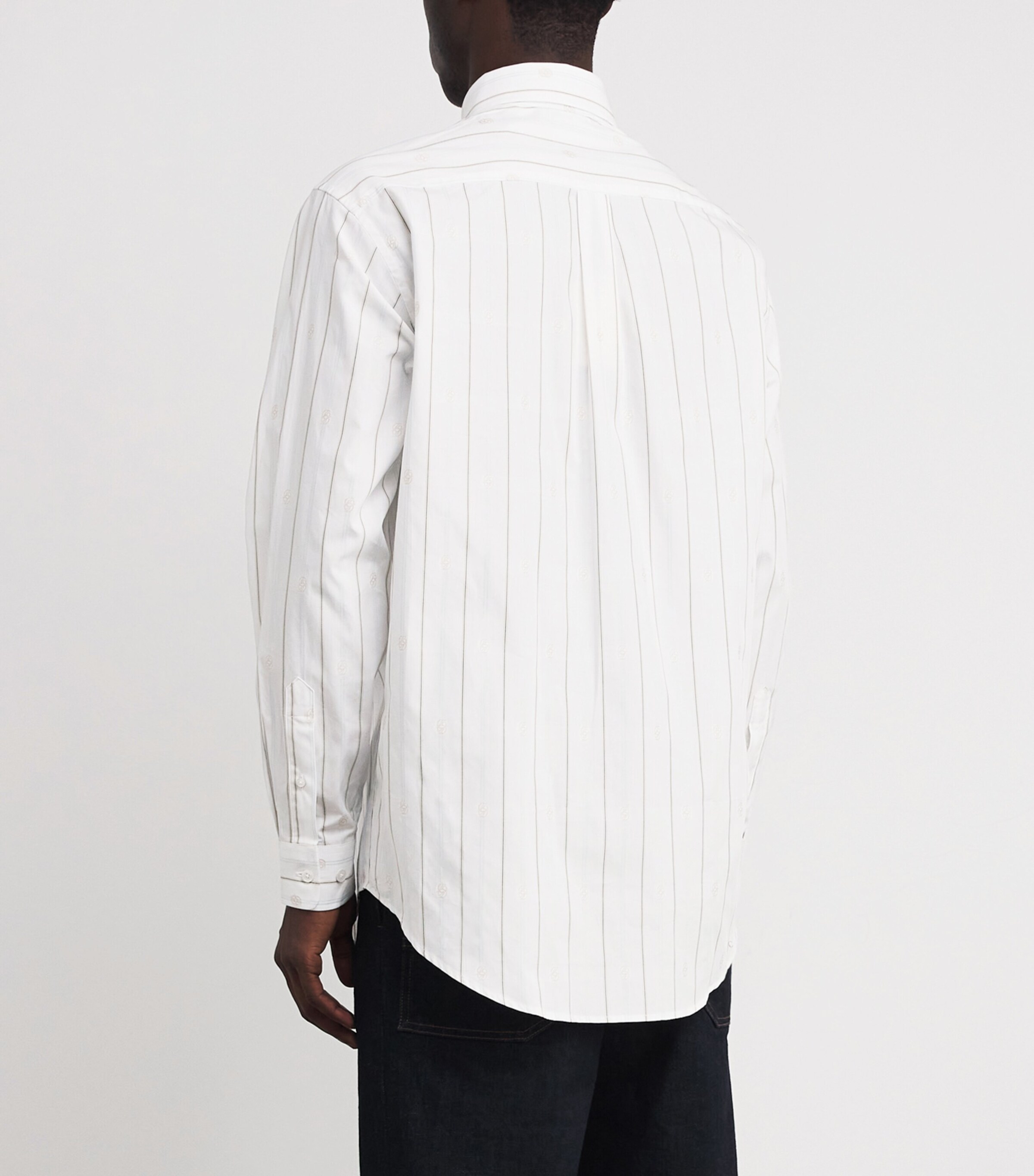 Cotton Stripe Monogram Shirt OFF WHITE Image 4