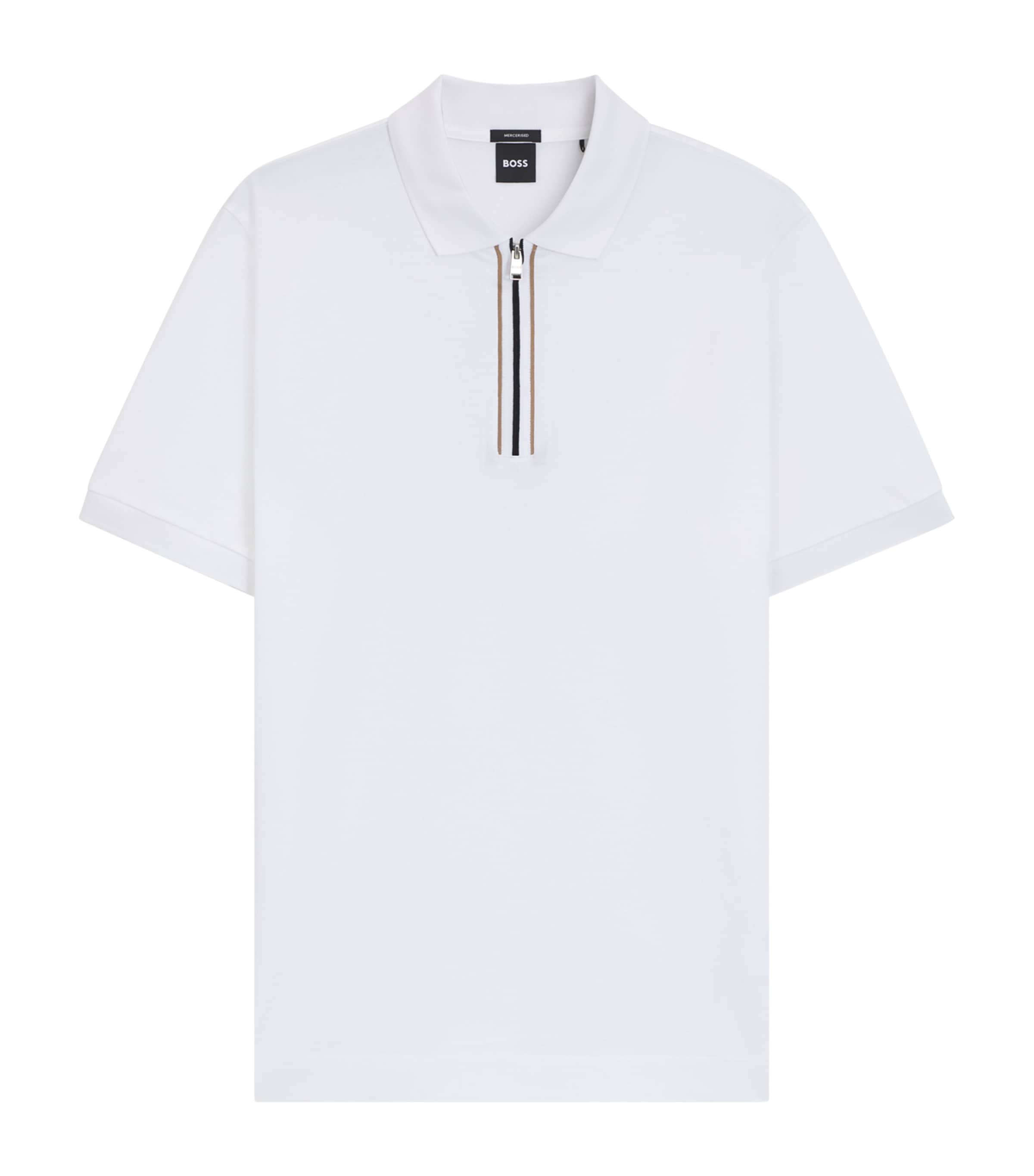 Hugo Boss Mercerised Cotton Zip Polo Shirt In Yellow