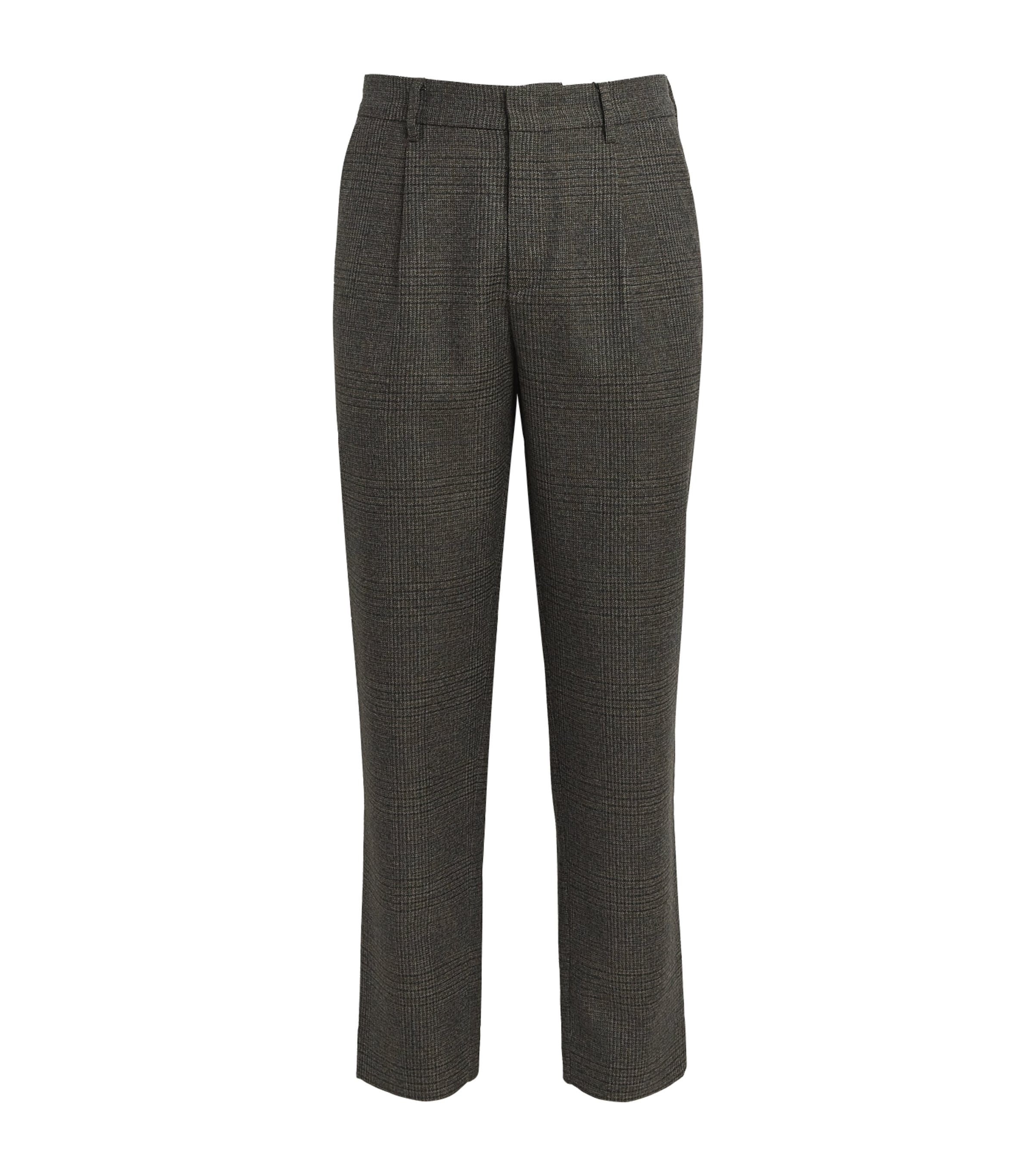 Barena Venezia Virgin Wool Check Tapered Trousers In Gray