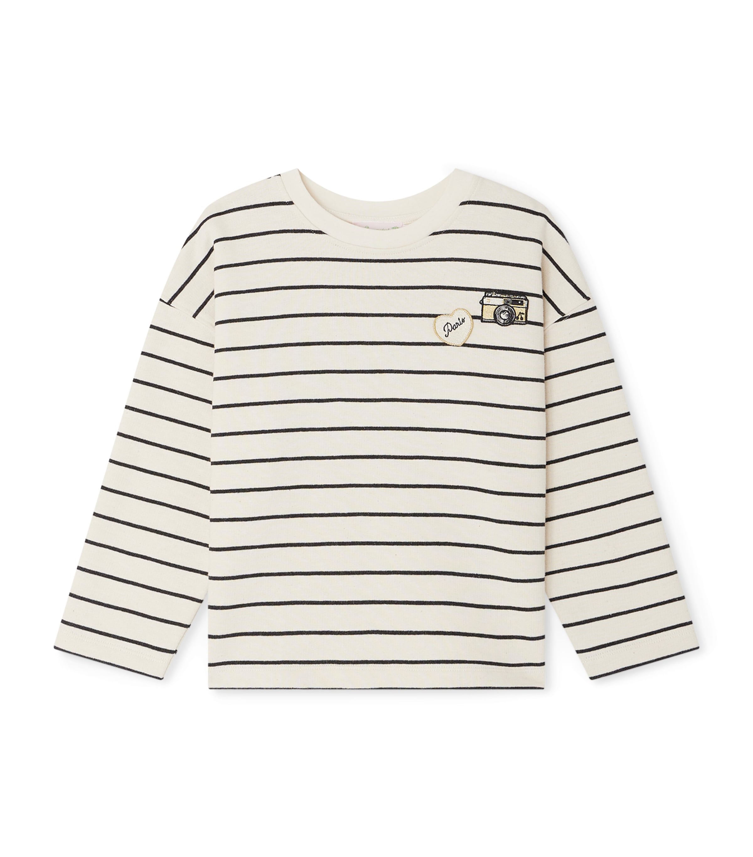 Cotton-Blend Stripe Sweatshirt (4-14 Years) RAYURES NOIRES Image 1