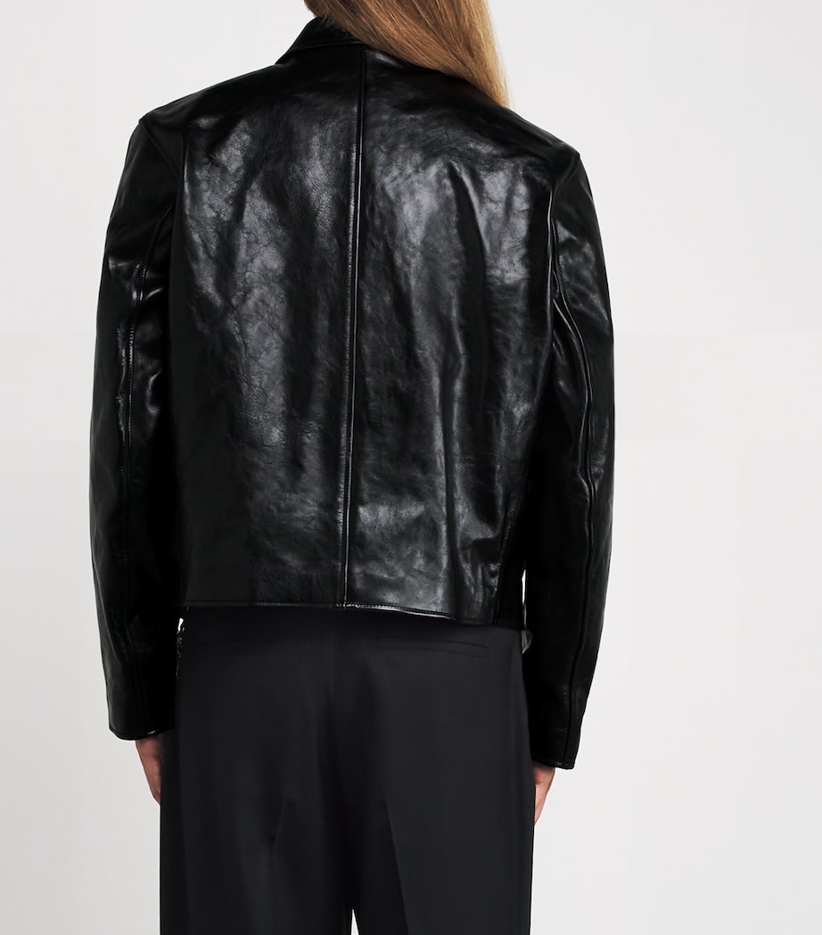 Our Legacy Mens Leather Mini Jacket Top Dyed Blk Lthr Image 4
