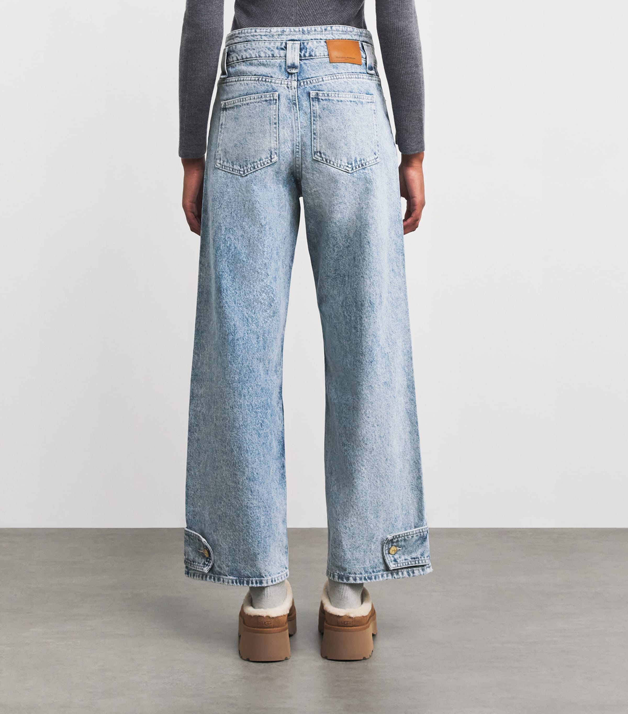 Acid Wash Straight Jeans BLUE DENIM Image 4