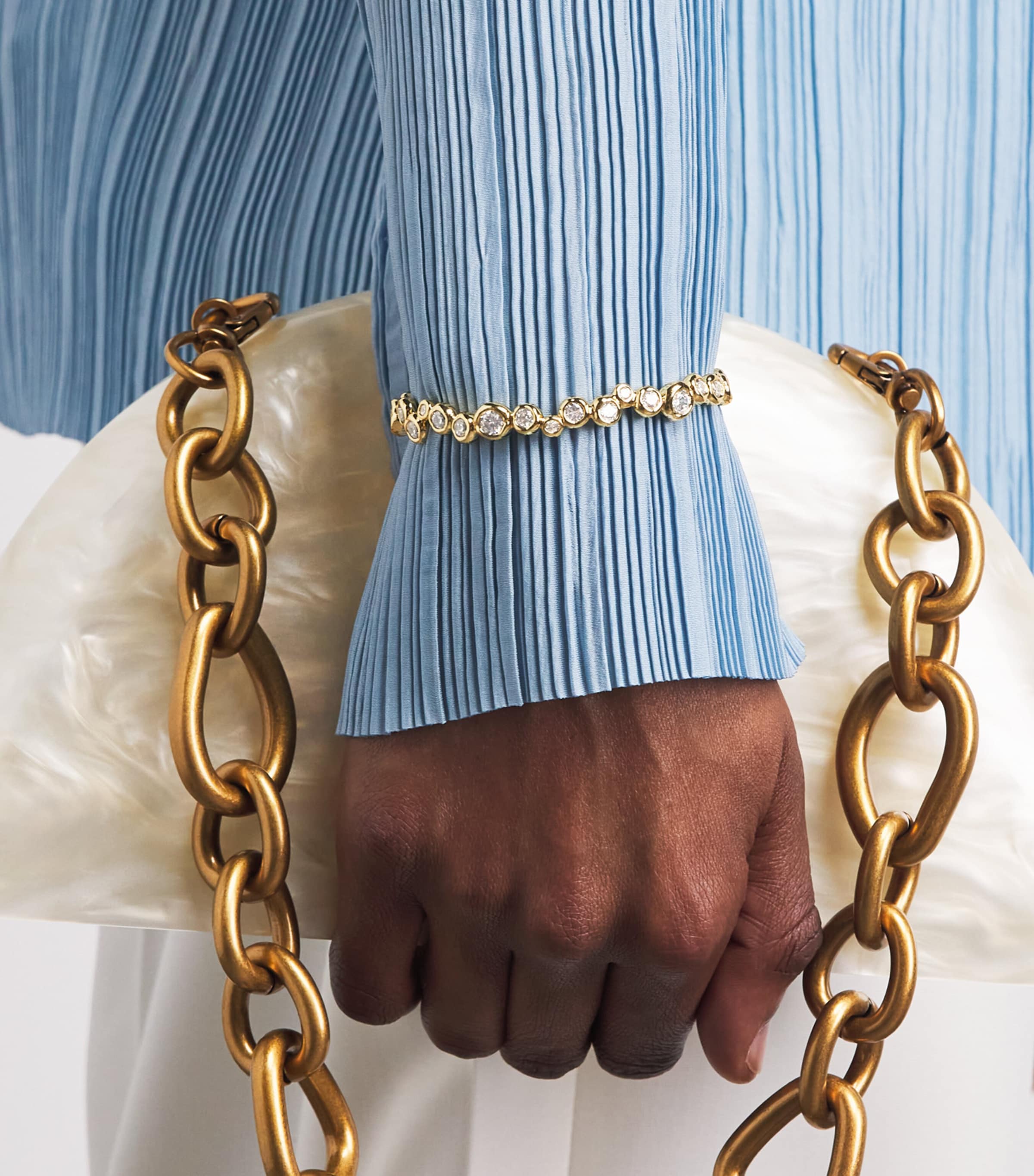 Alexis Bittar Gold-Plated Skinny Asterales Cuff Bracelet Stones Gold Image 2