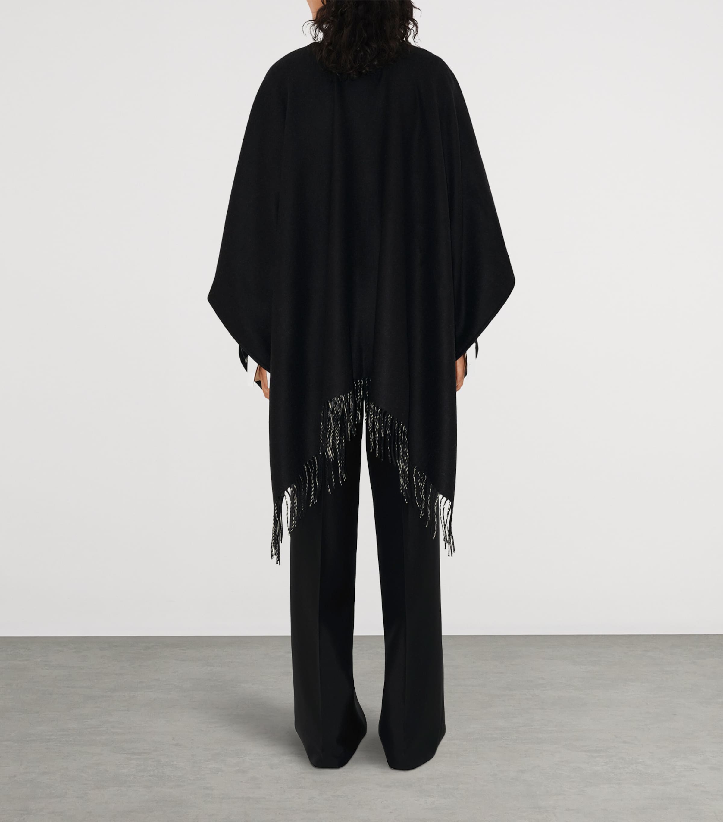 Wool Reversible Check Cape BLACK/CALICO IP CHK Image 4