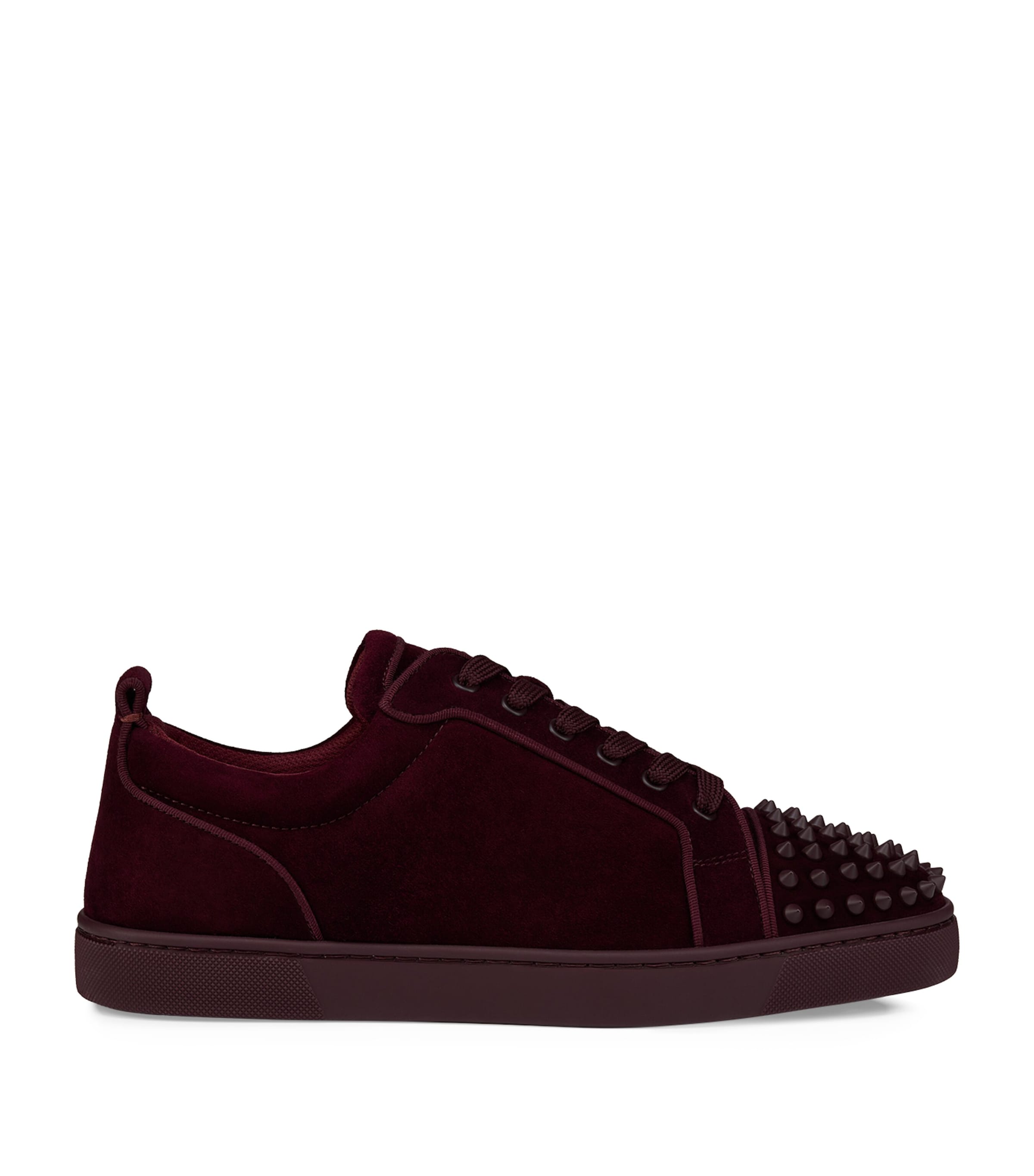 Christian Louboutin Louis Junior Spikes Suede Sneakers In Red