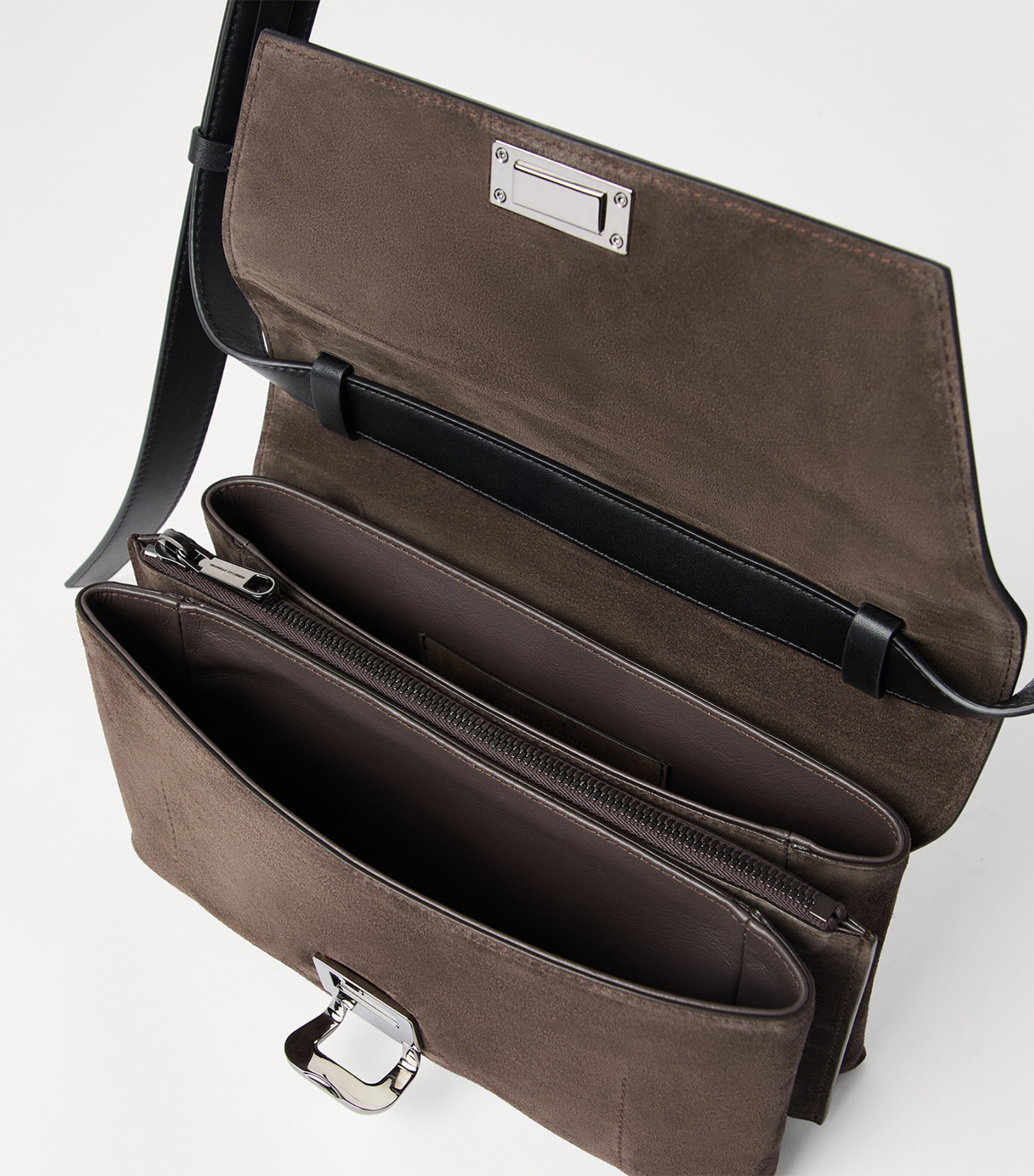 Suede and Leather Sartorial Cross-Body Bag C7284 Image 4