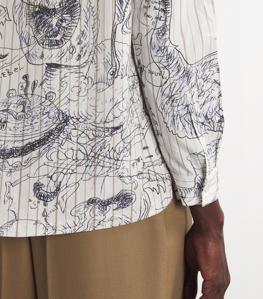 DOMREBEL Mens Cotton Printed Utopia Shirt Beige Image 6