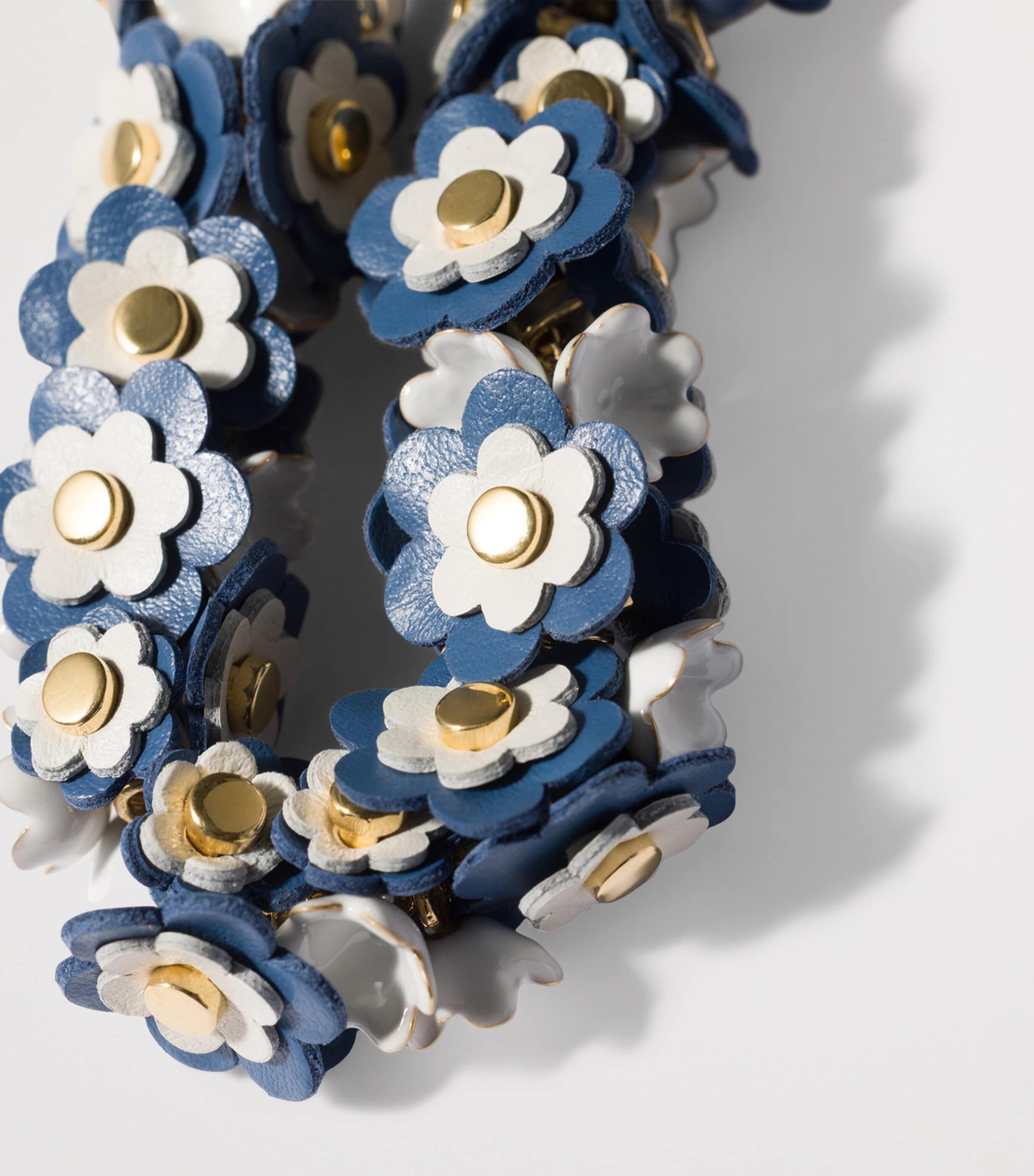 Miu Miu Leather-Enamel Flower Necklace Blue Image 2