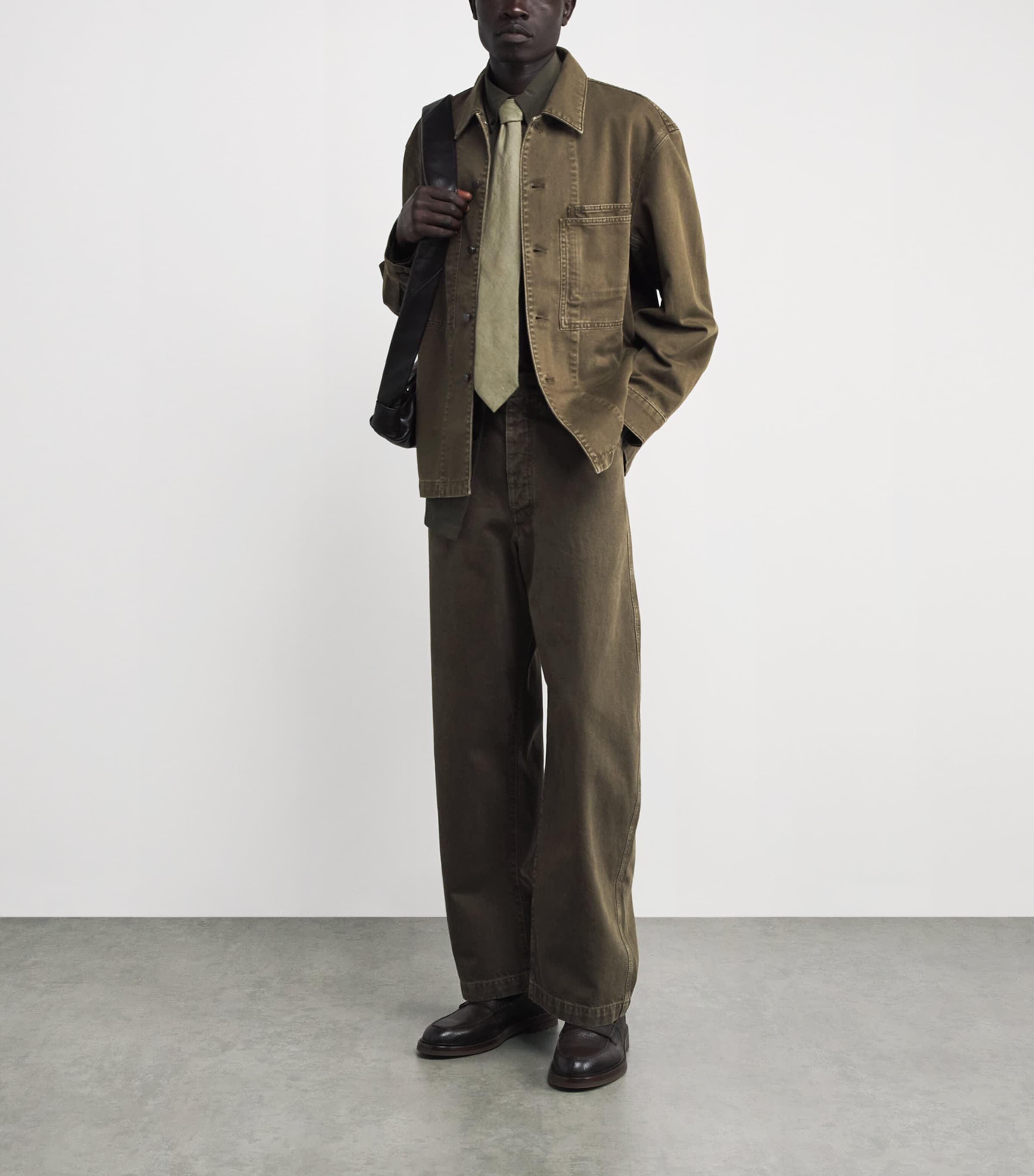 Lemaire Green Denim Overshirt | Harrods UK