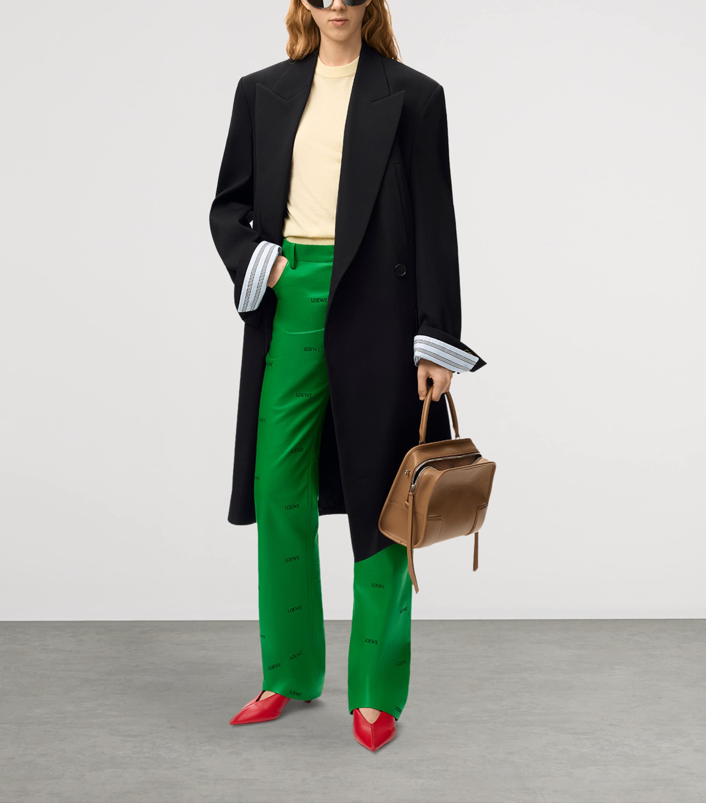 LOEWE Womens Wool-Blend Layered-Cuff Coat Dark Navy Image 2