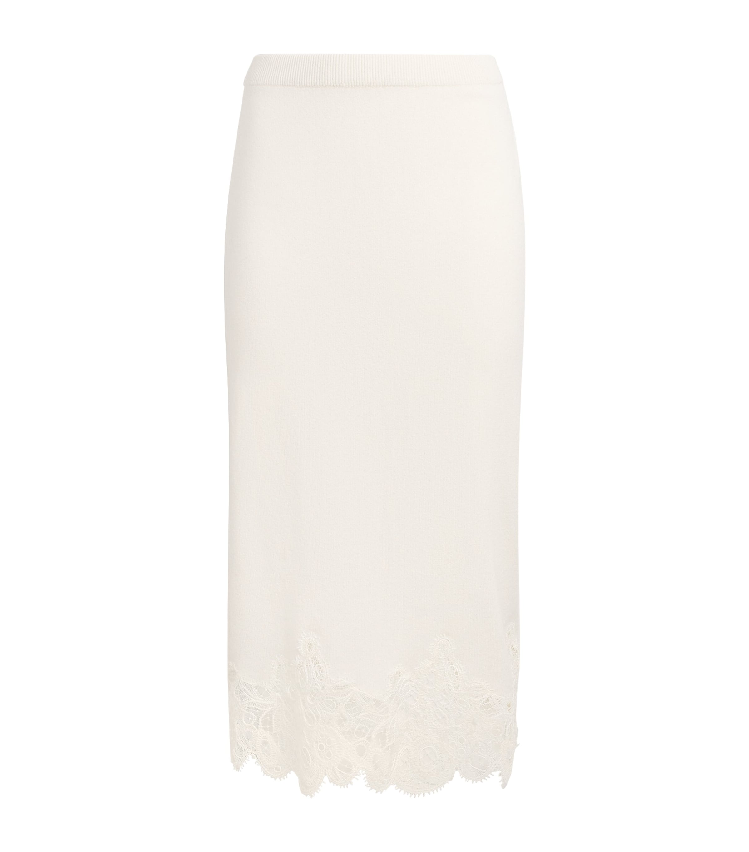 Fabiana Filippi Wool-Silk-Cashmere Lace-Trim Midi Skirt