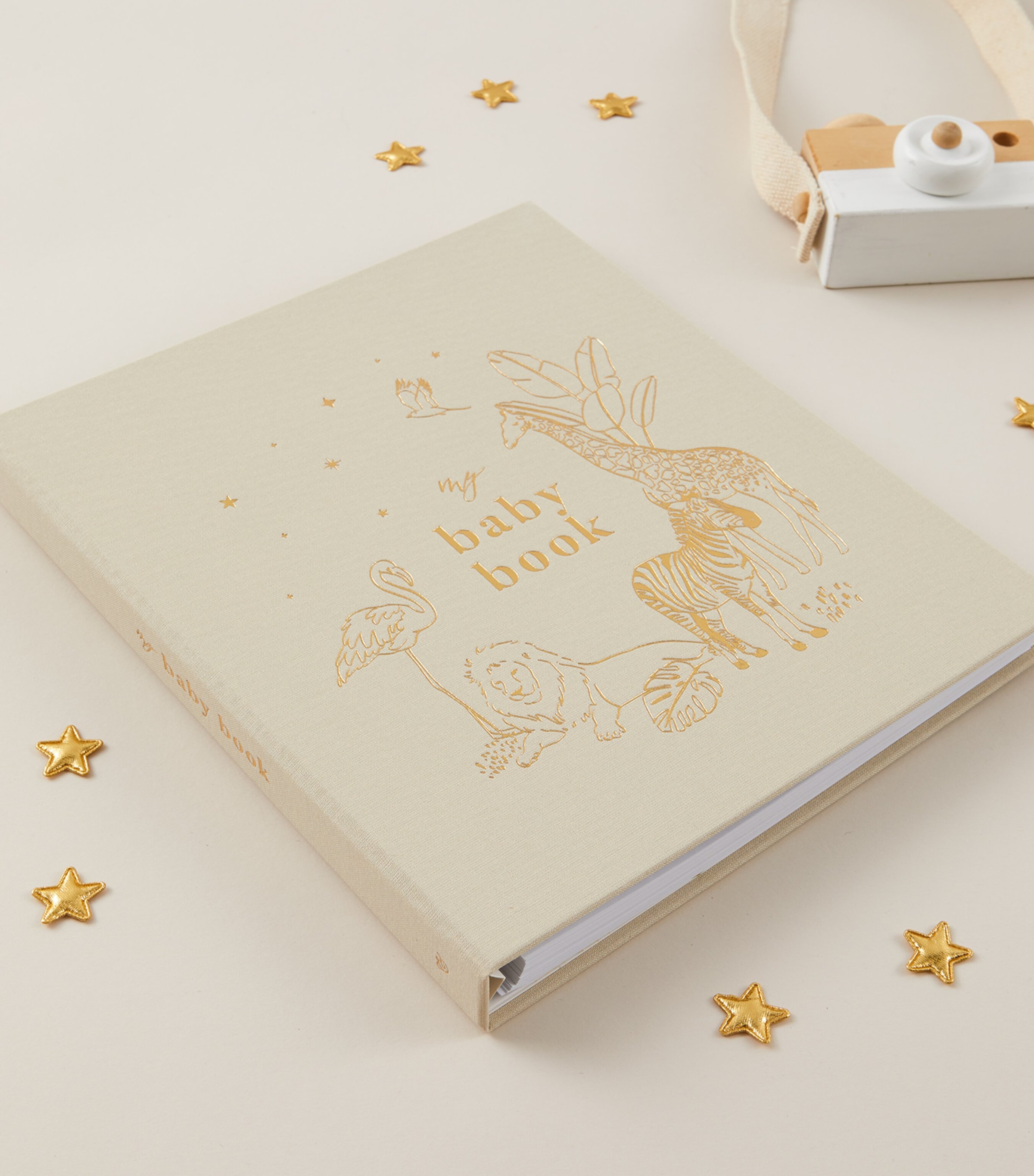 Blush and Gold Safari Baby Memory Book Ivory/beige, Gold Image 3