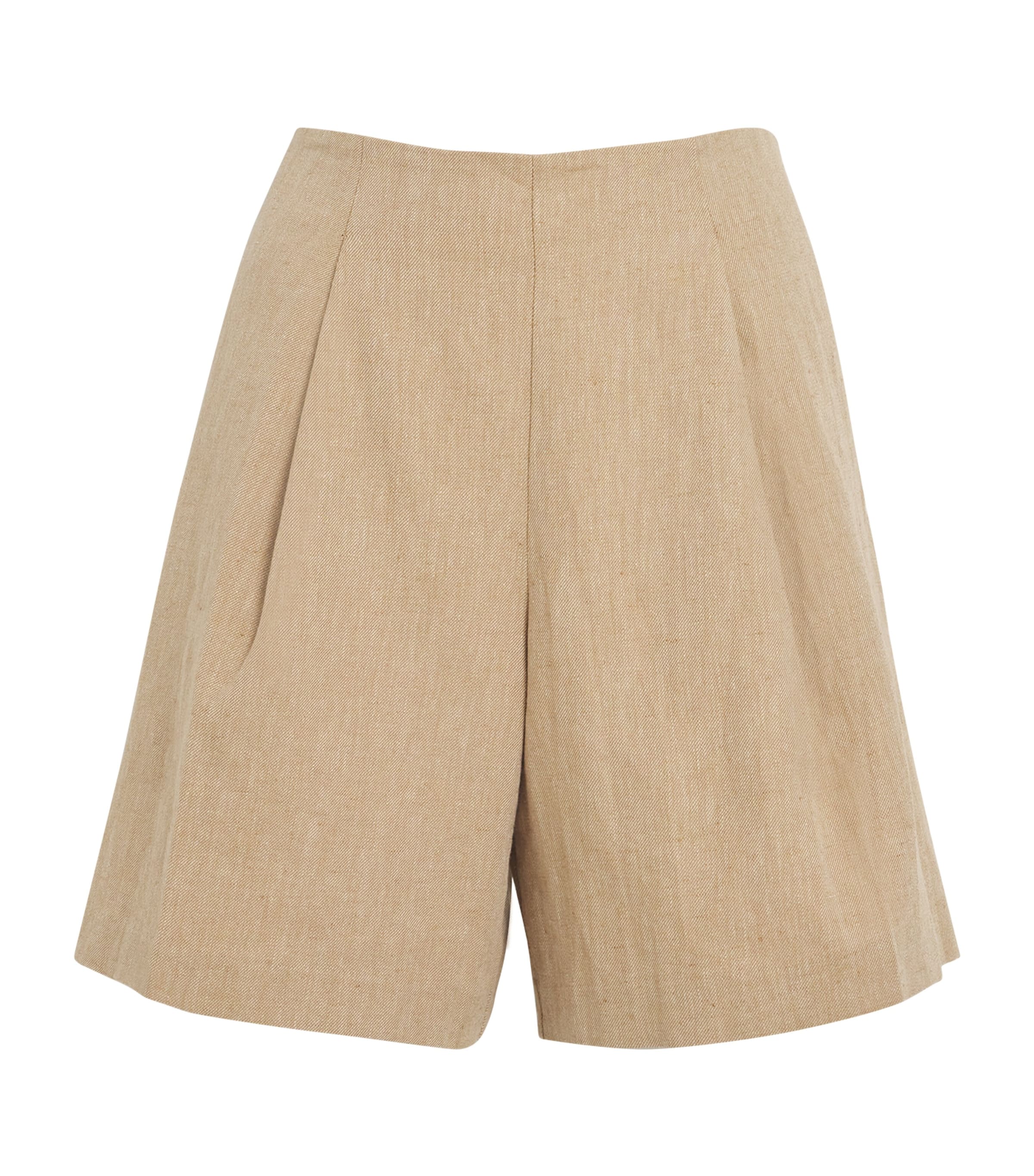 Shop L Agence Linen-cotton Hadleigh Shorts In Brown