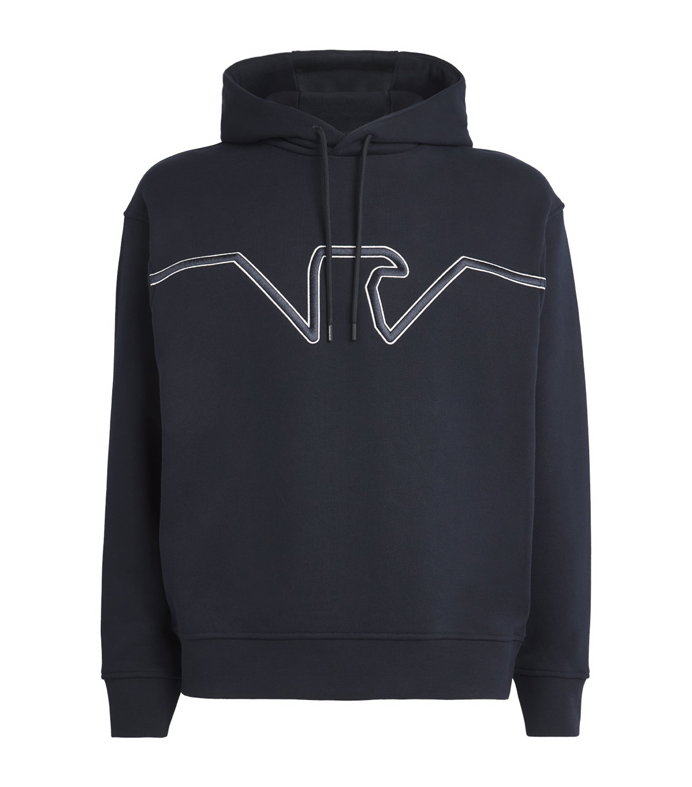 Shop Emporio Armani Eagle Logo Hoodie In Blue