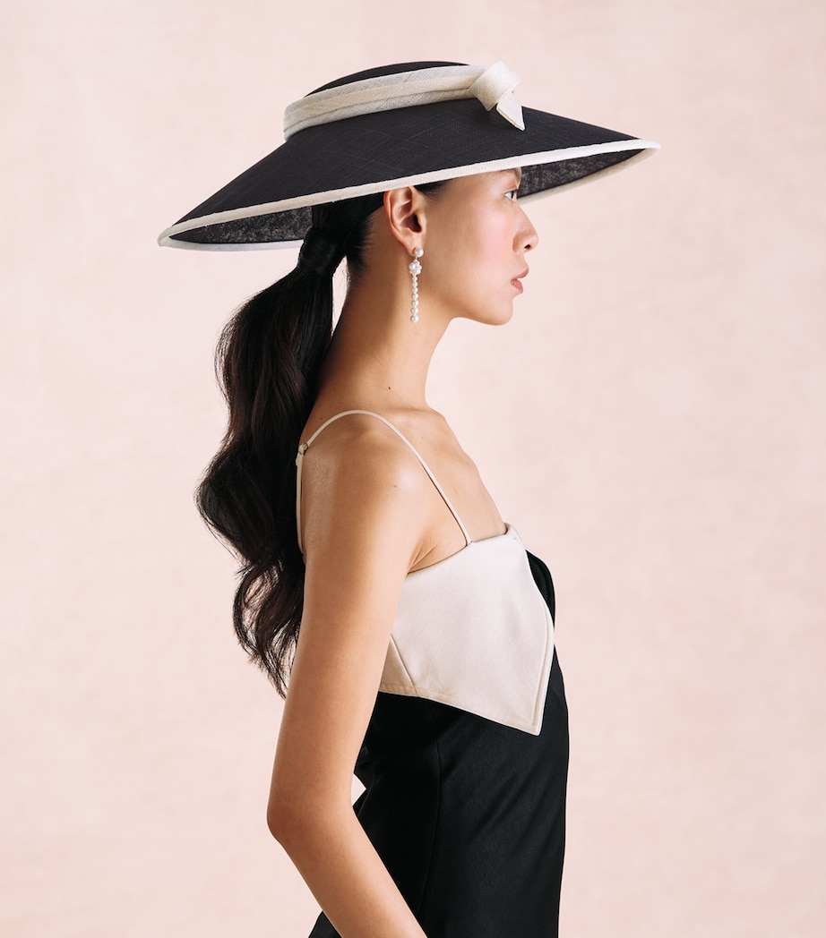 Rachel Trevor-Morgan Straw Bow Percher Hat Black & White Image 4