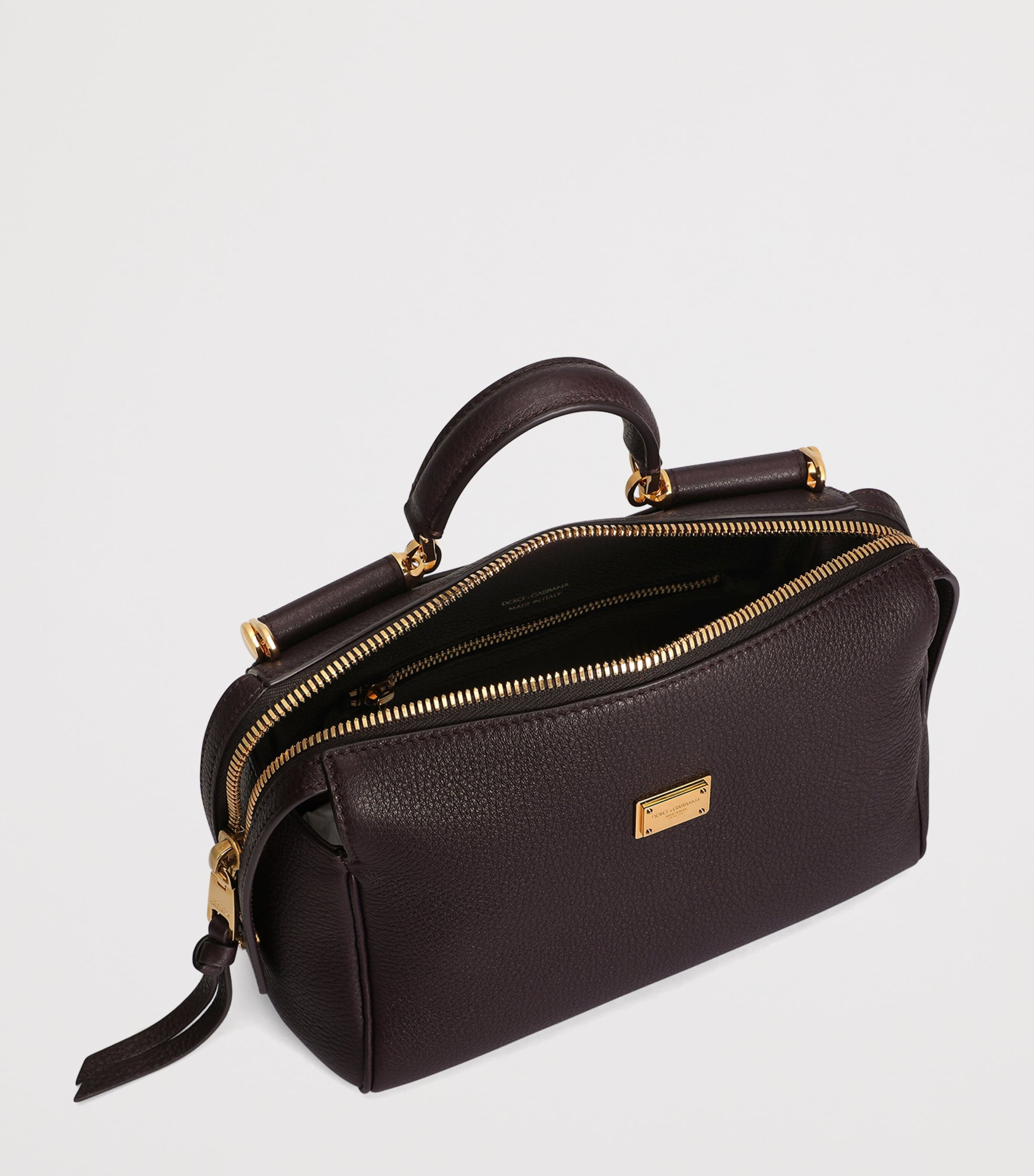 Dolce&Gabbana Calfskin Vittoria Top-Handle Bag Wine Image 7