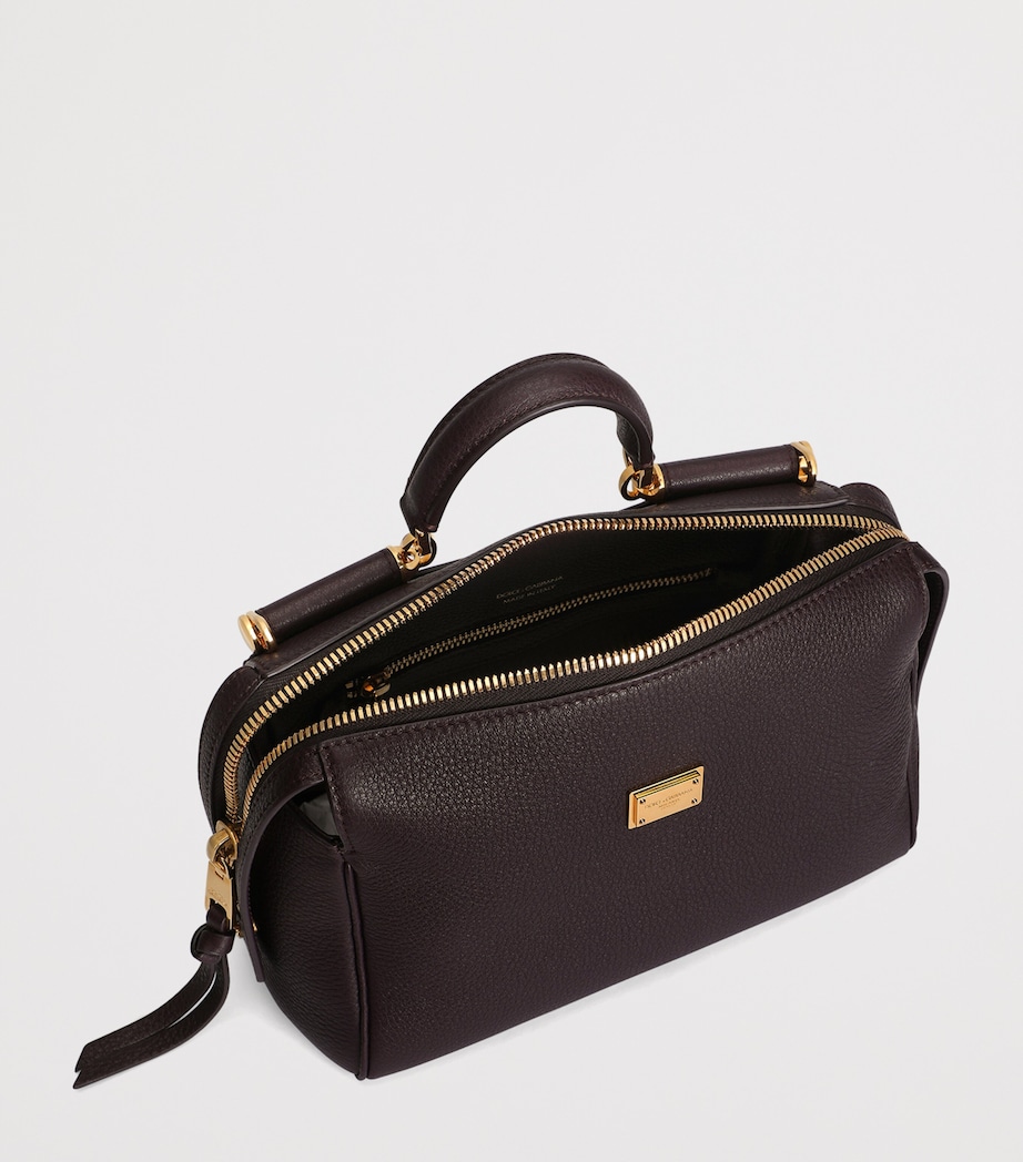 Dolce&Gabbana Calfskin Vittoria Top-Handle Bag Wine Image 7