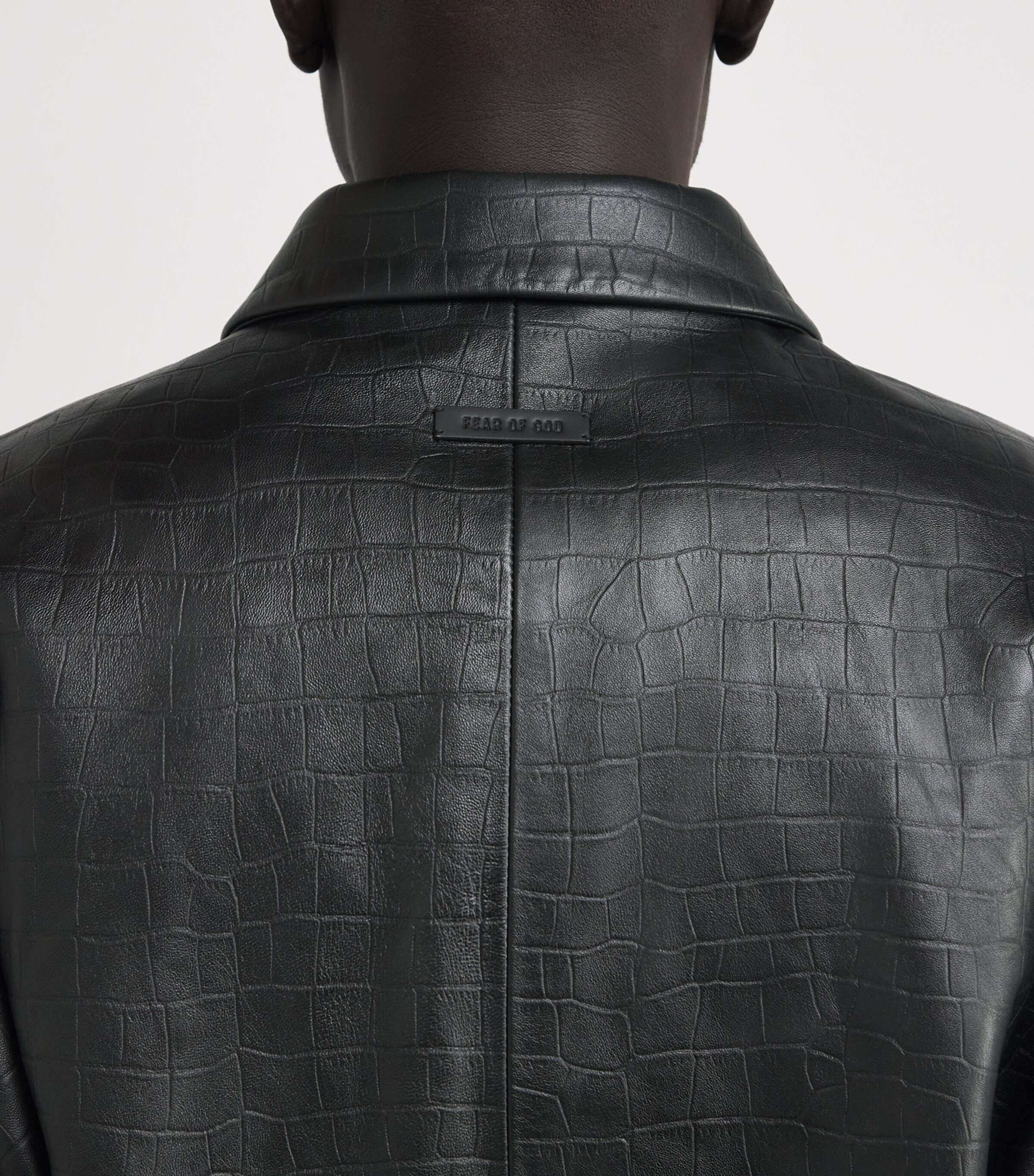 Fear Of God Mens Croc-Embossed Leather Jacket Black Image 6