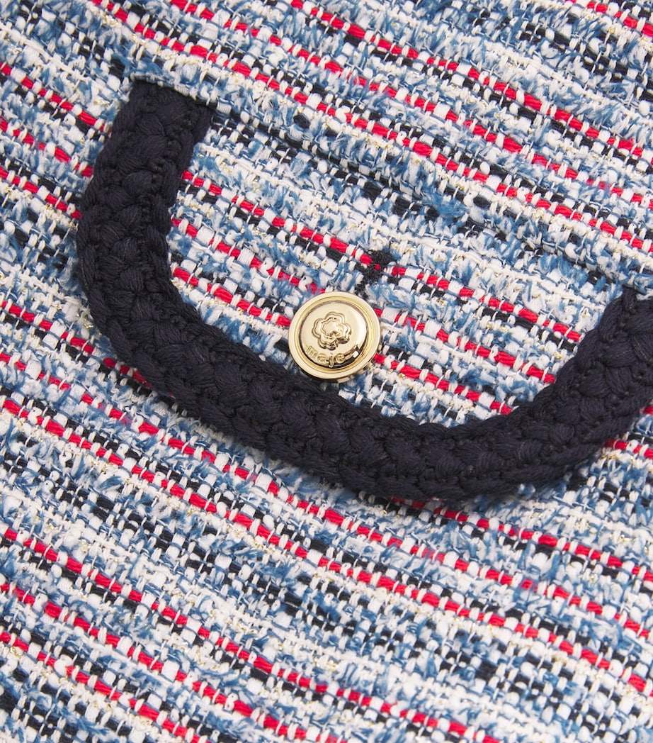 Cropped Tweed Jacket BLUE / RED Image 5