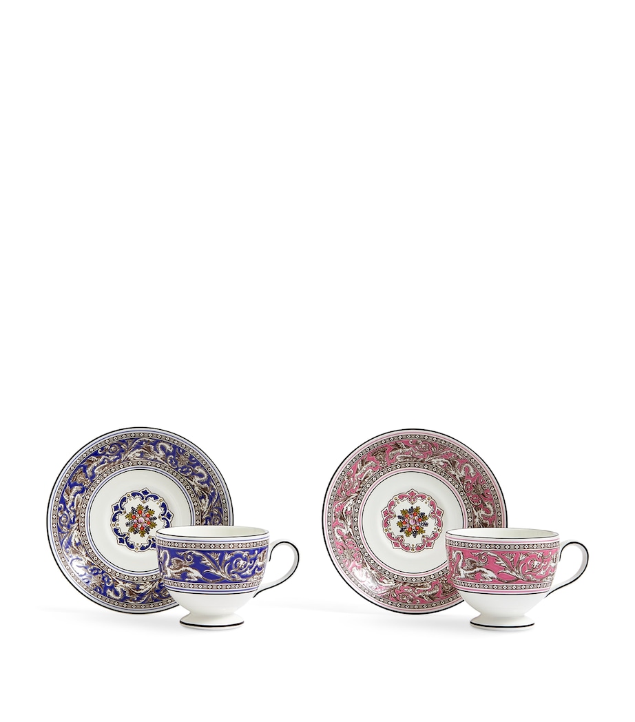 Set of 2 Florentine Teacups & Saucers MULTI Image 2