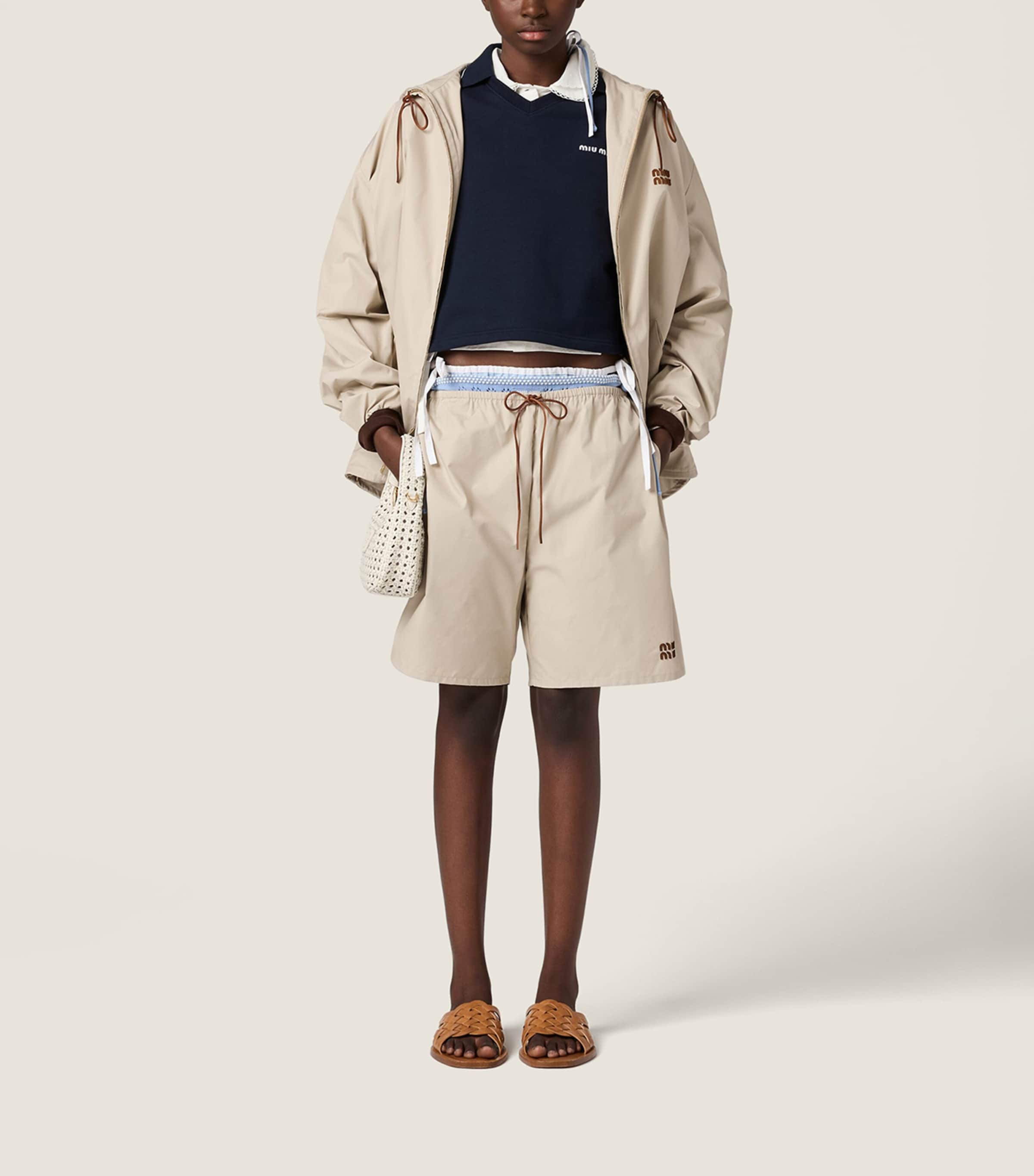 Miu Miu Womens Logo Bermuda Shorts Neutral Image 2
