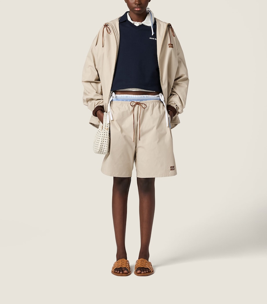 Miu Miu Womens Logo Bermuda Shorts Neutral Image 2