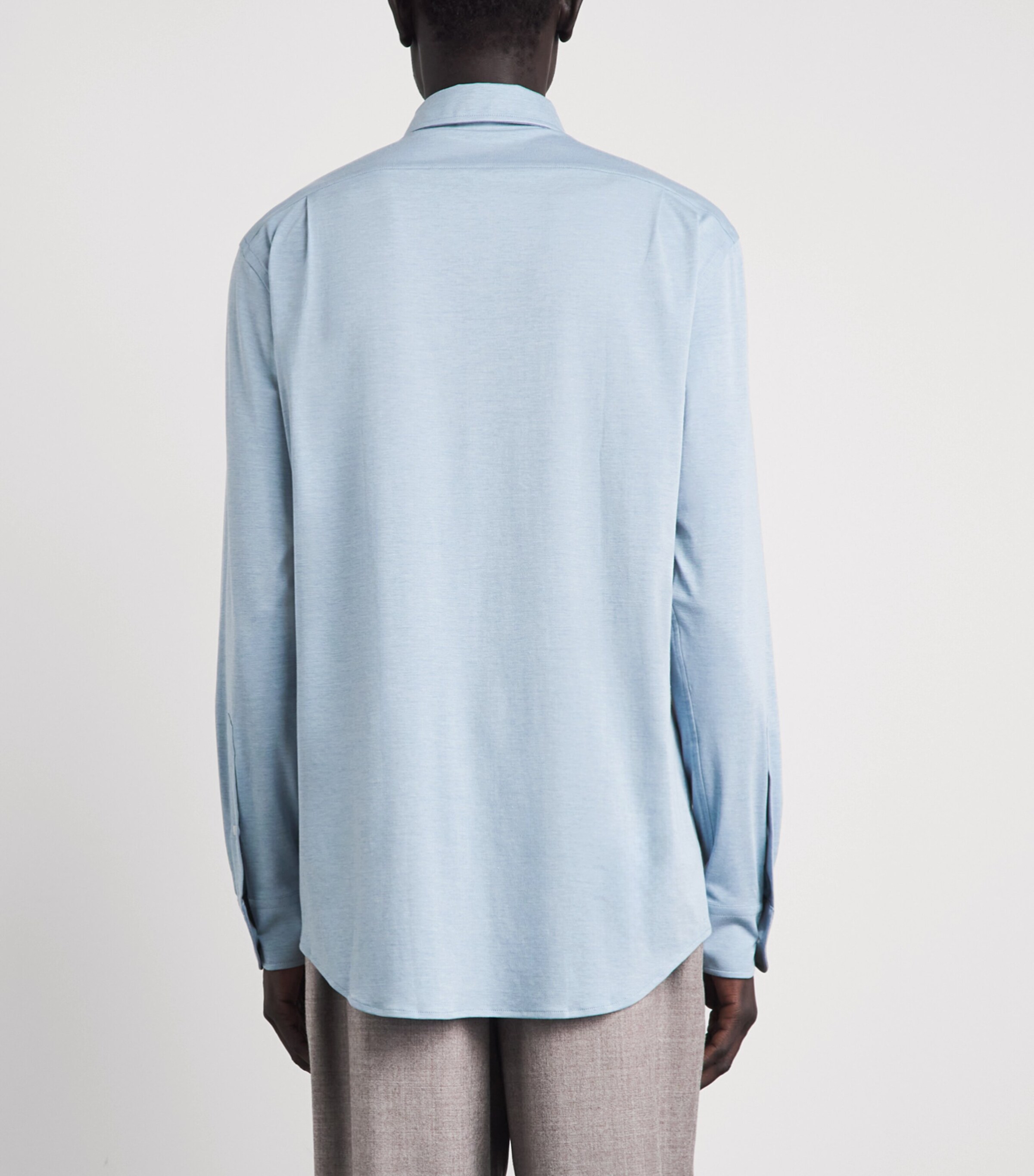 Ralph Lauren Purple Label Mens Knitted Piqué Shirt Winward Blue Image 5
