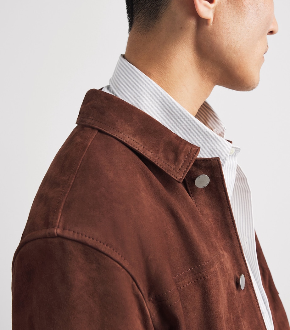 Wax London Mens Suede Robin Chore Jacket Brown Image 3