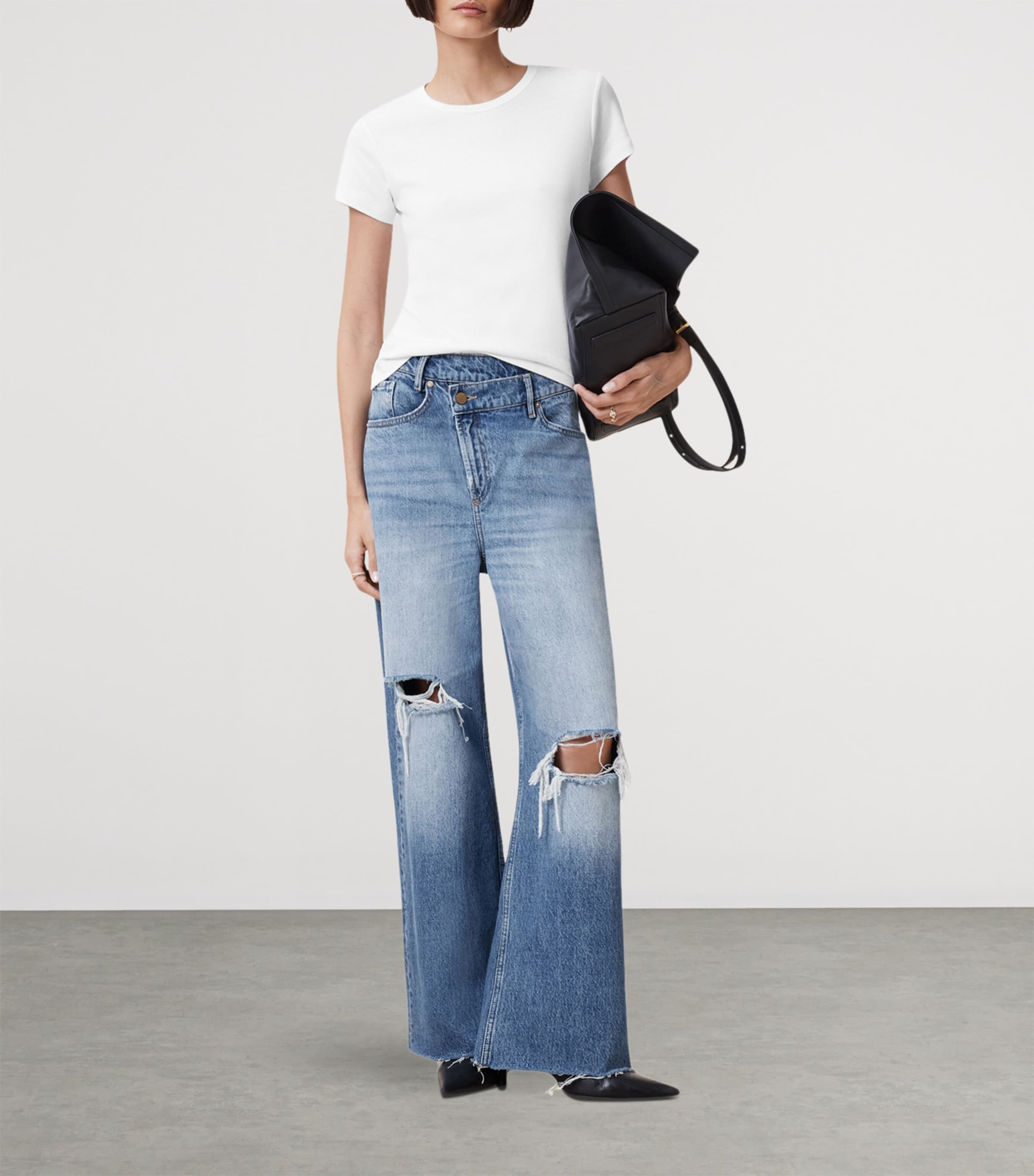AllSaints Womens Organic Cotton Stevie T-Shirt Optic White Image 3