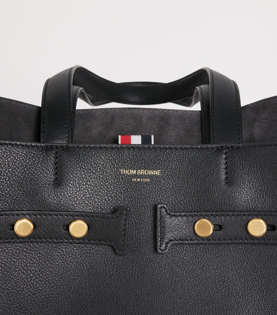 Leather Cabas Tote Bag BLACK Image 5