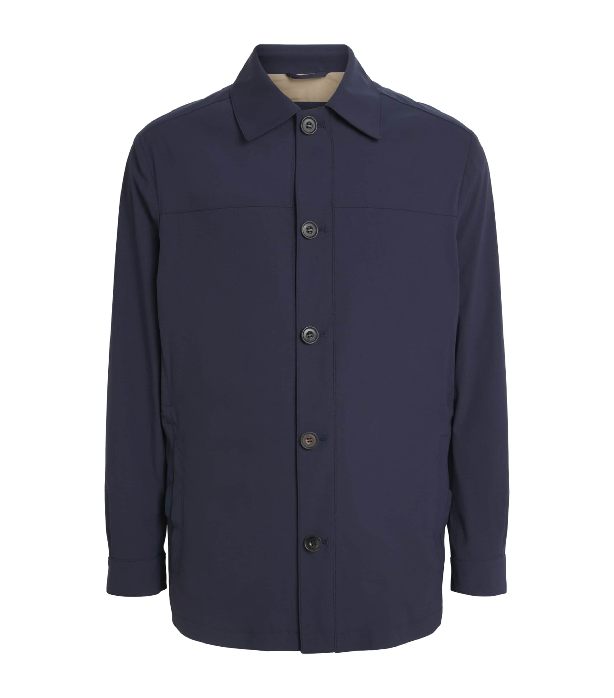 Corneliani Mens Virgin Wool-Blend Overshirt Dark Blue Image 1