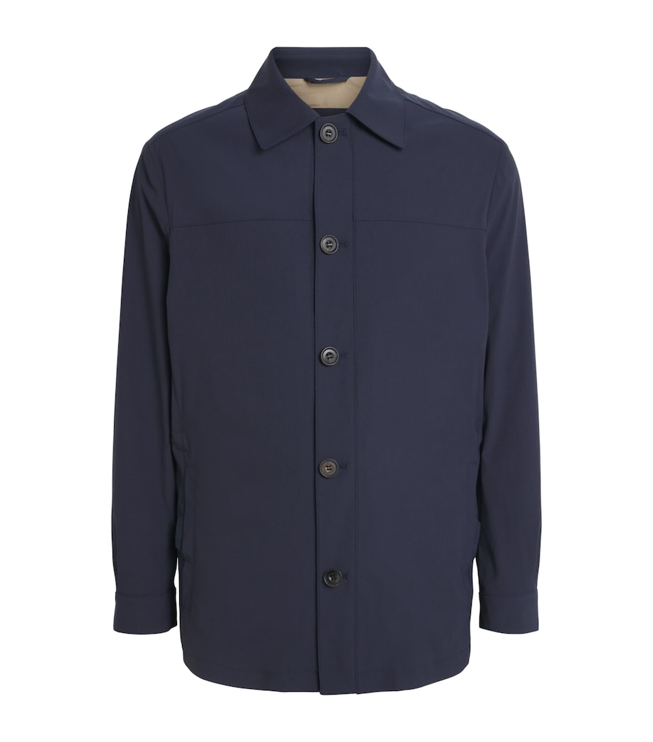Corneliani Mens Virgin Wool-Blend Overshirt Dark Blue Image 1