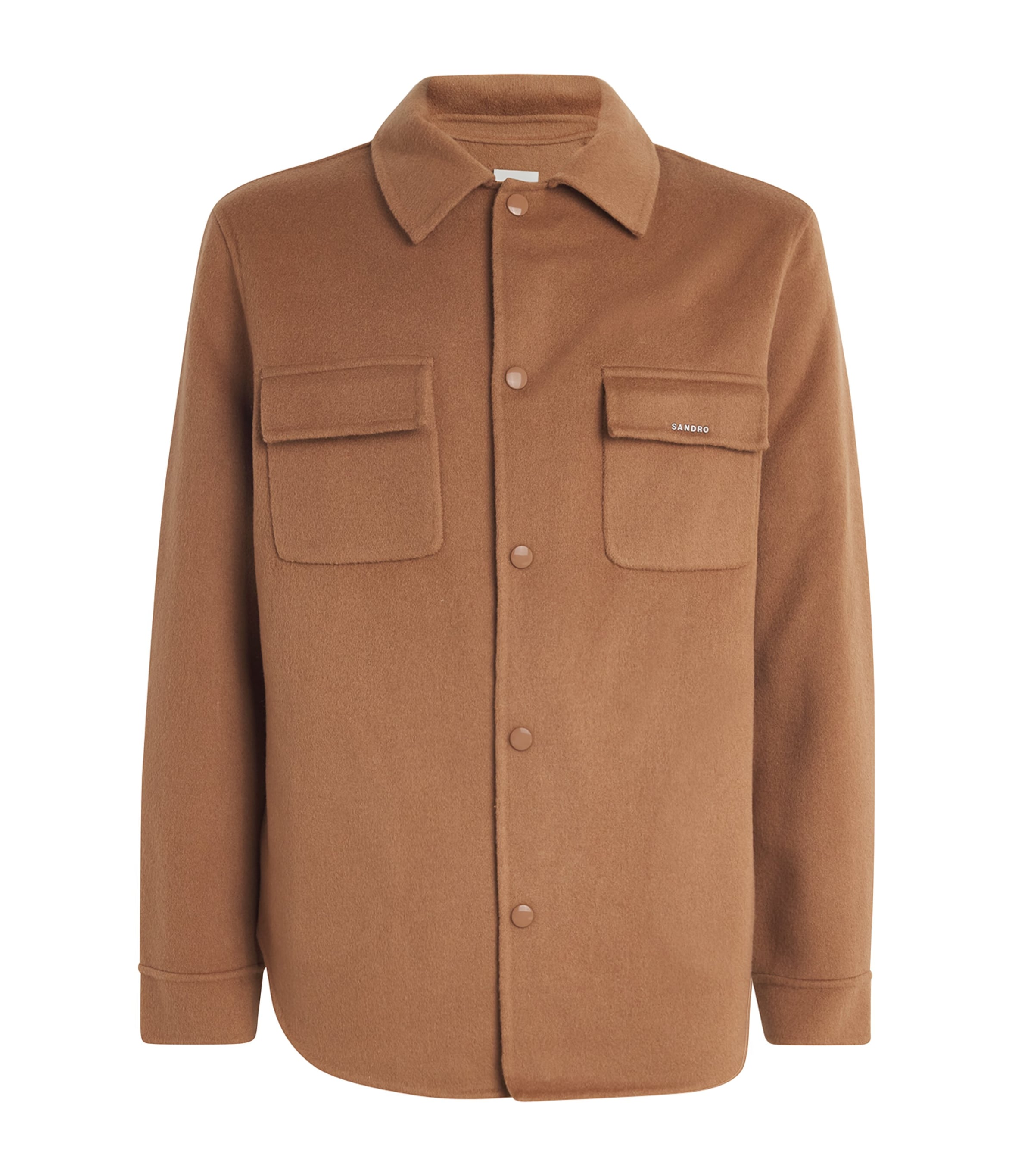 Sandro Wool Overcoat In Beige