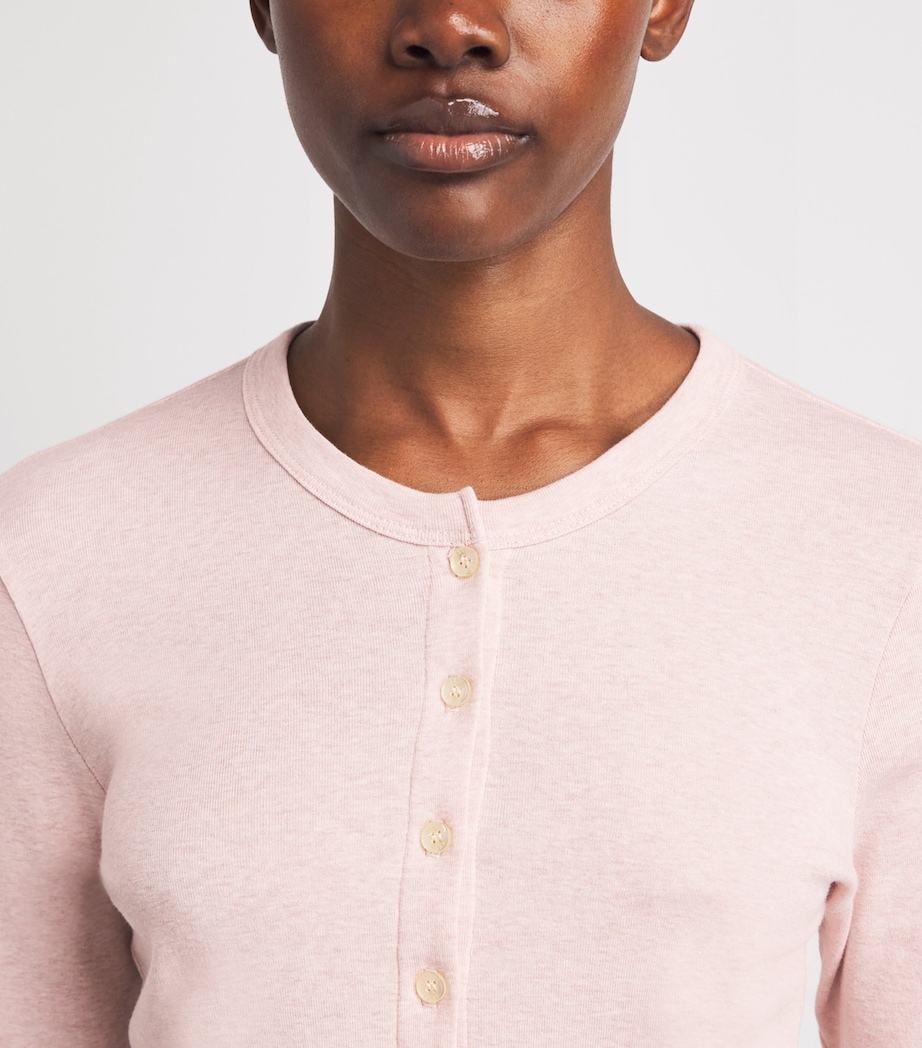 LESET Womens Cotton Cropped Nando Cardigan Petal Melange Image 3