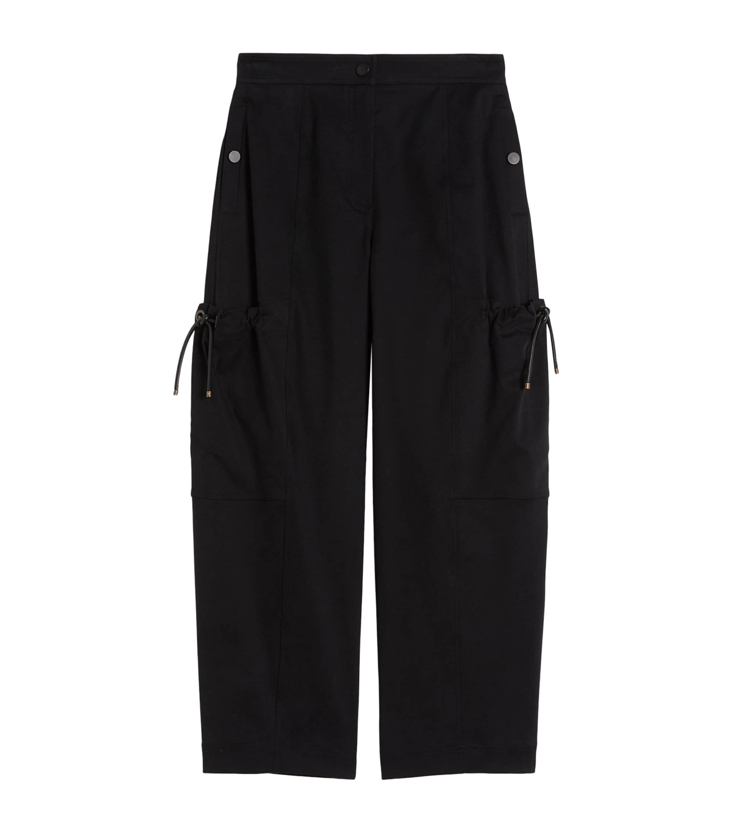 Max Mara Womens Stretch-Cotton Cargo Trousers Black Image 1