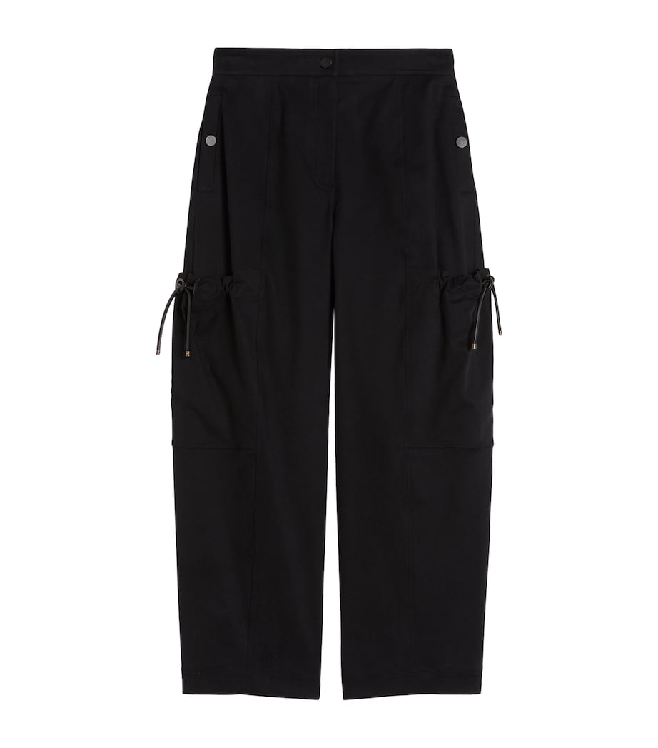 Max Mara Womens Stretch-Cotton Cargo Trousers Black Image 1
