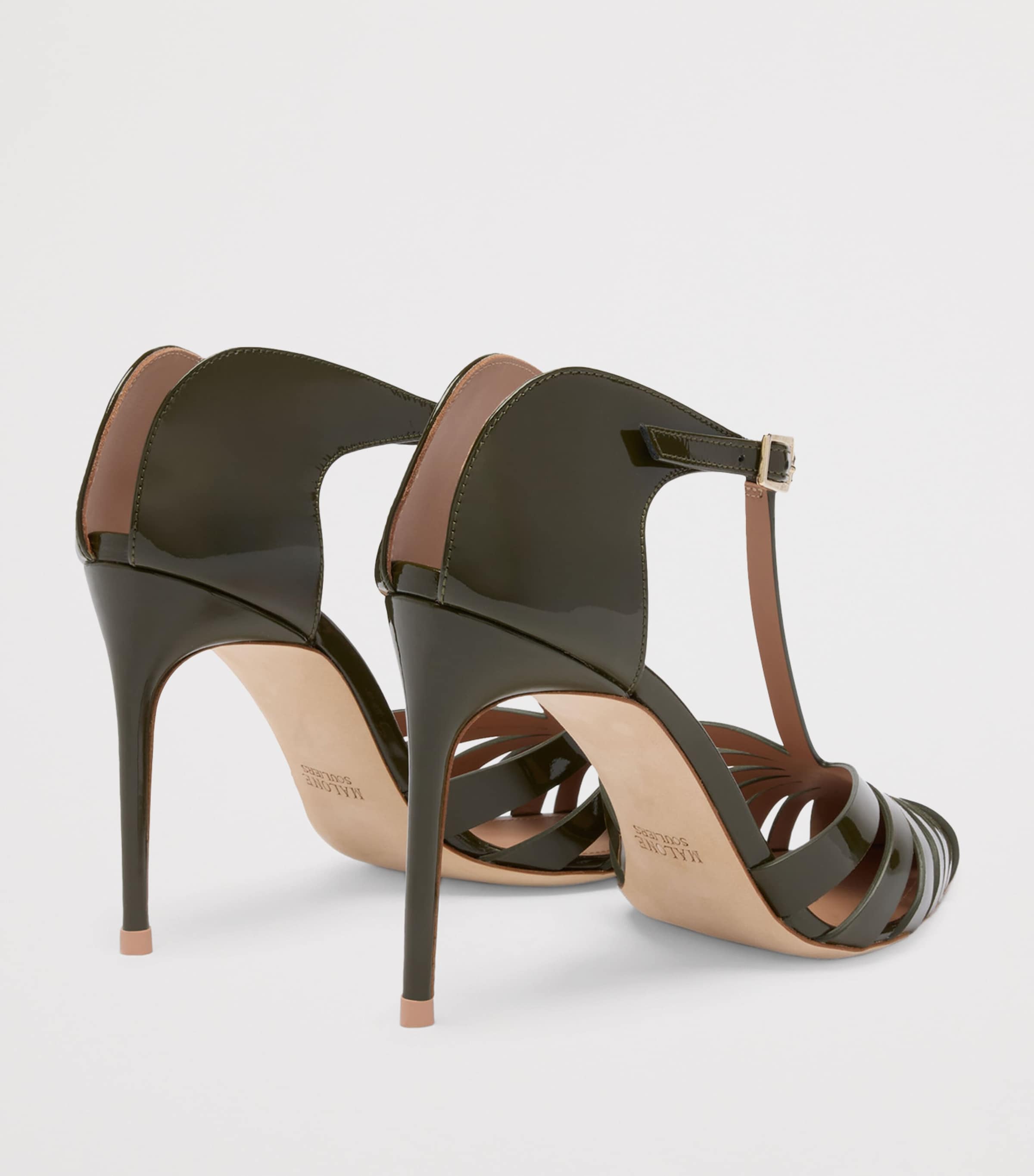 Malone Souliers Patent Leather Jennifer Heeled Sandals 90 Olive Image 4
